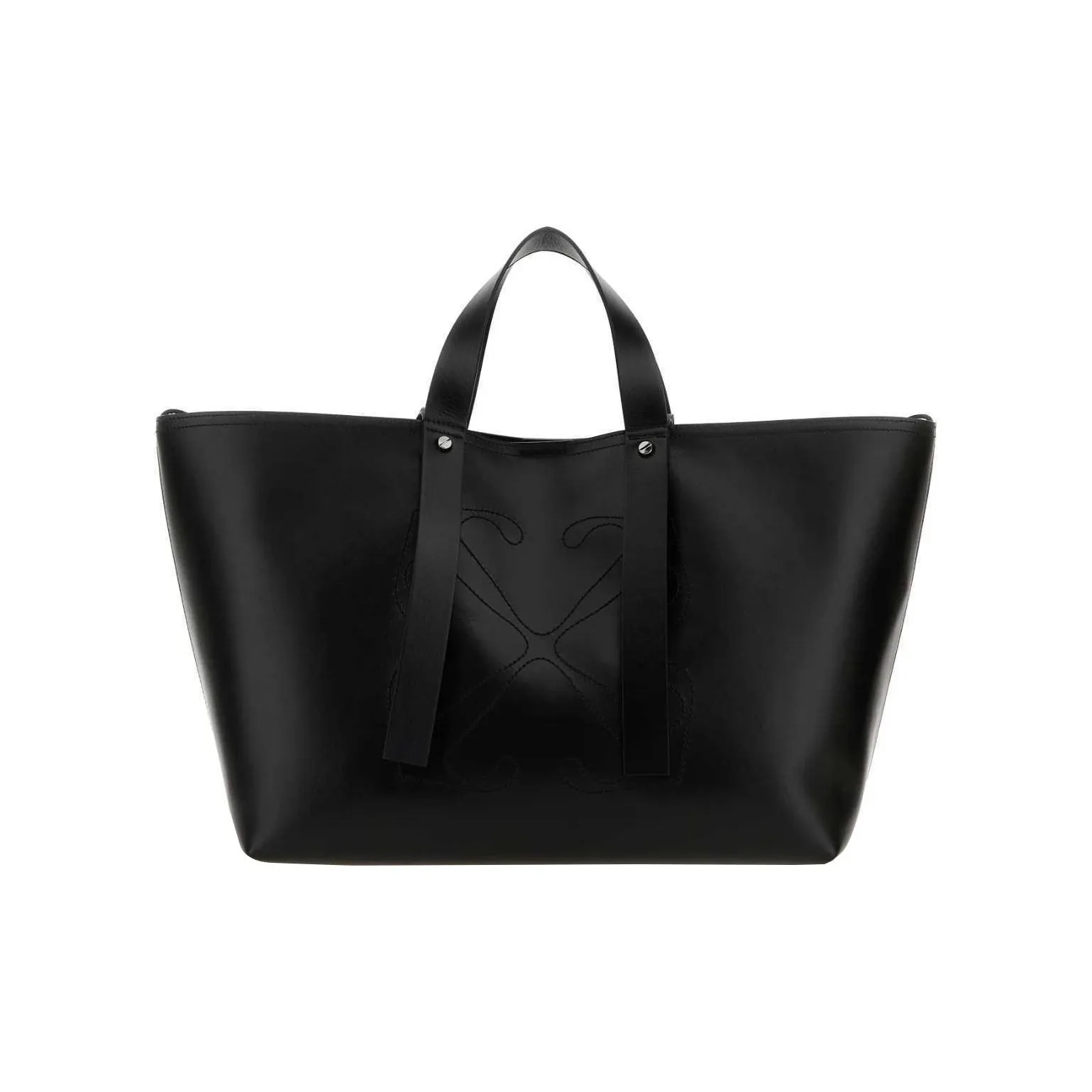 OFF WHITE Magnetic Button Closure Logo Embroidered Medium Tote Bag