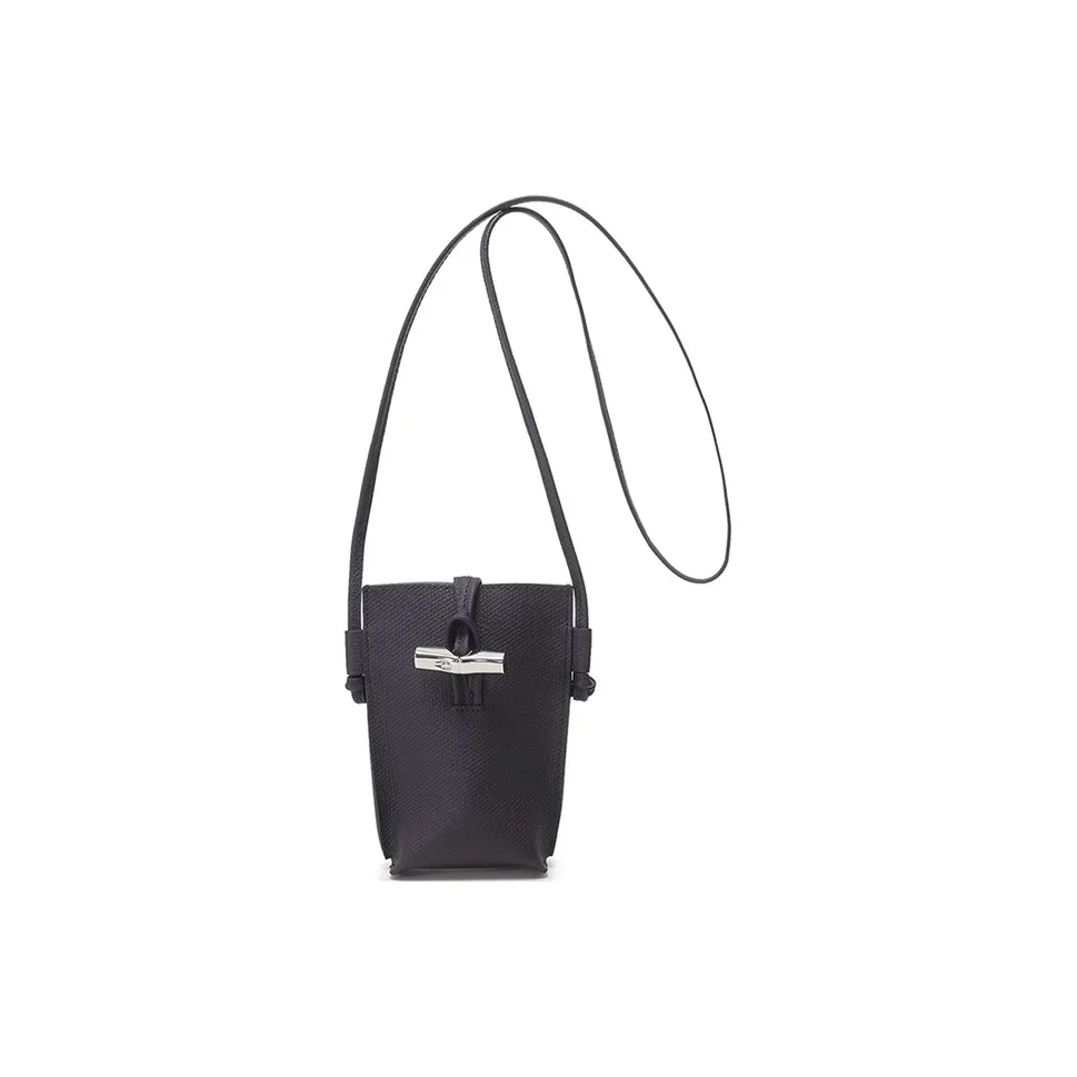 LONGCHAMP Roseau Cow Leather Card Holder Crossbody Bag, Shoulder Bag Regular Women's Berry Purple