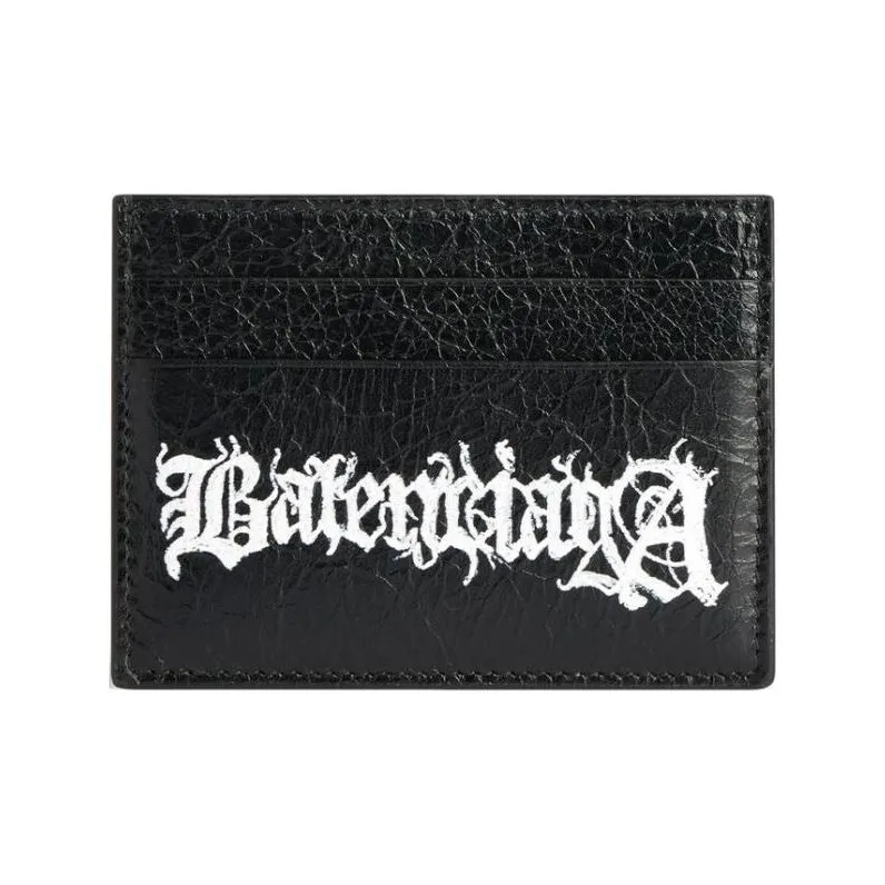 Balenciaga Men's Lambskin Card Holder Black White