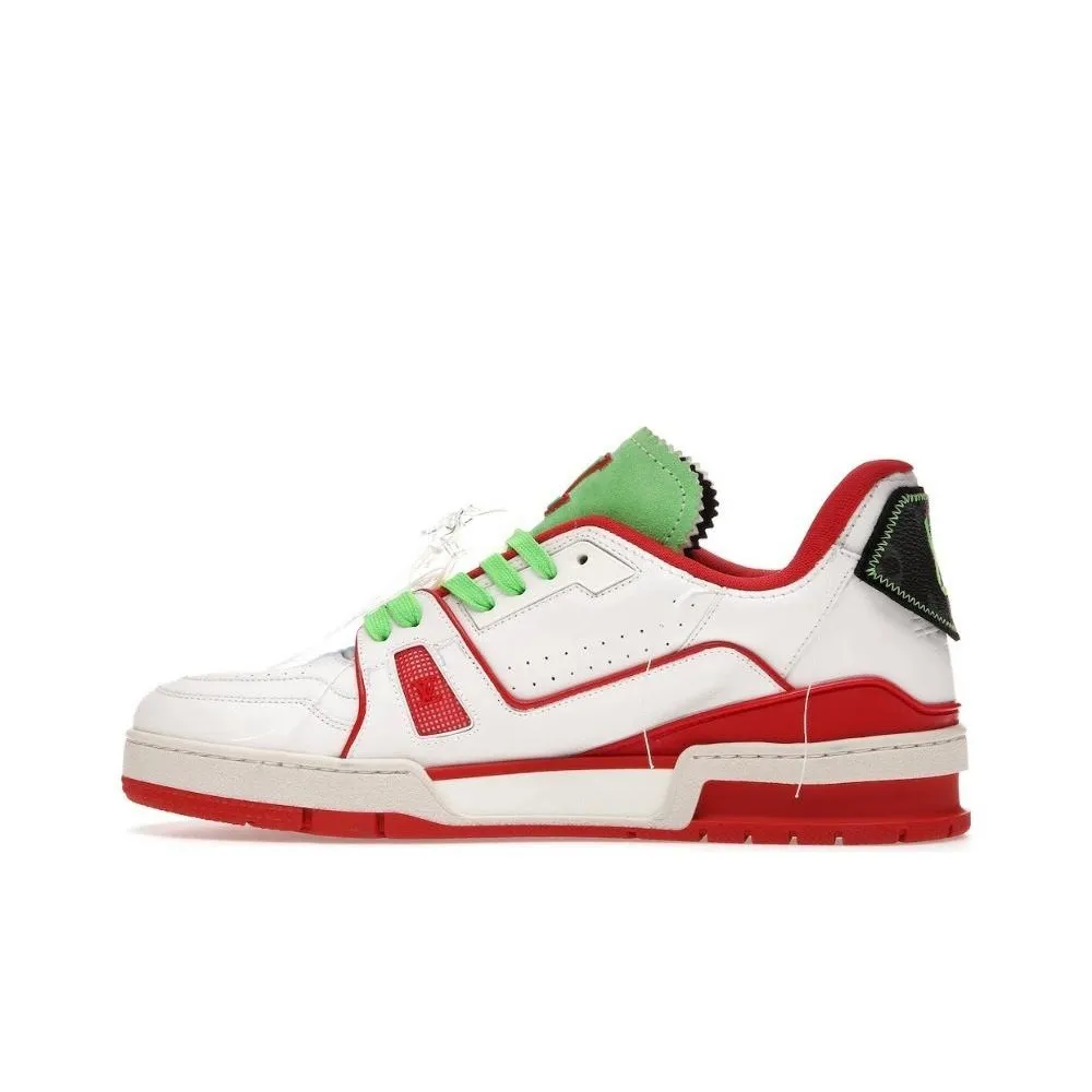 LOUIS VUITTON Trainer Low Top Stylish Skateboarding Shoes Men's Red White Green New York Limited