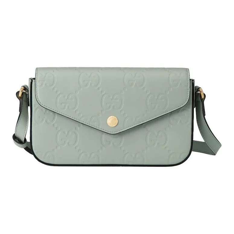 GUCCI Leather Crossbody Bag, Shoulder Bag Women's Light Green
