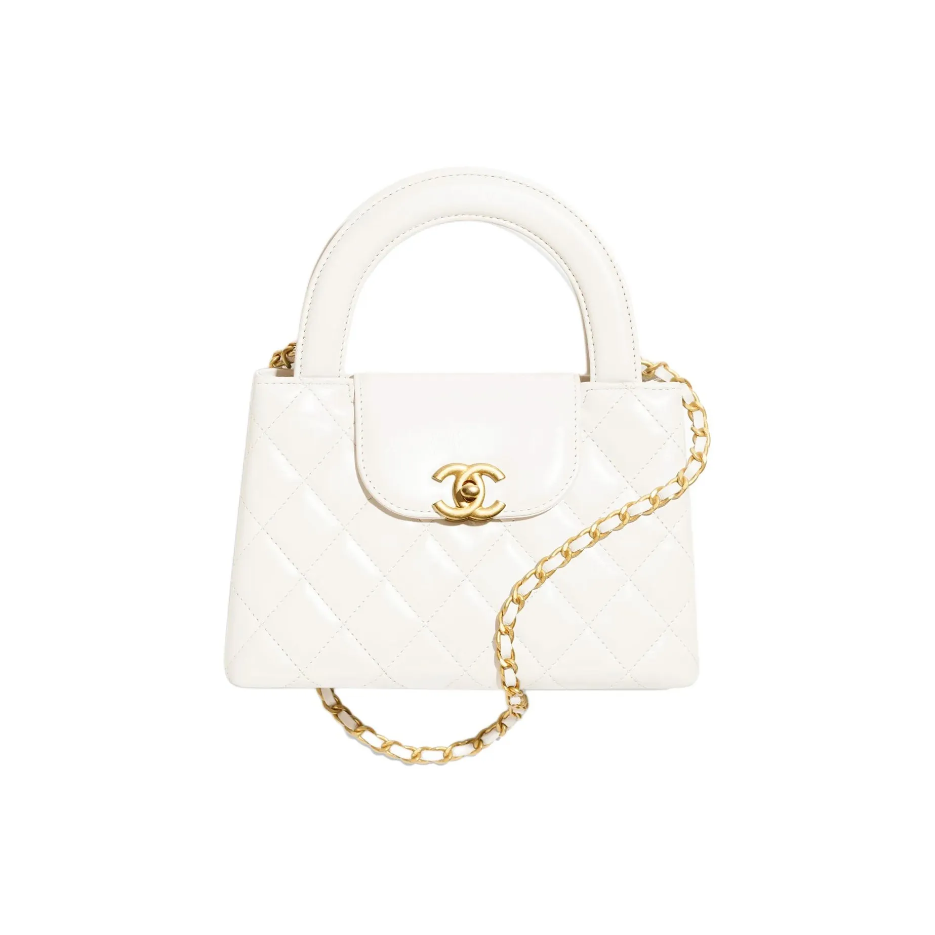 CHANEL Smooth Cow Leather Crossbody Shoulder Bag Crossbody Bag Mini Women's White