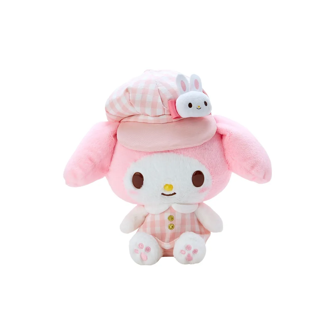 Sanrio My Melody S Size, Multicolor Checkered Newsboy Cap Dolls Plush Doll 22cm Height
