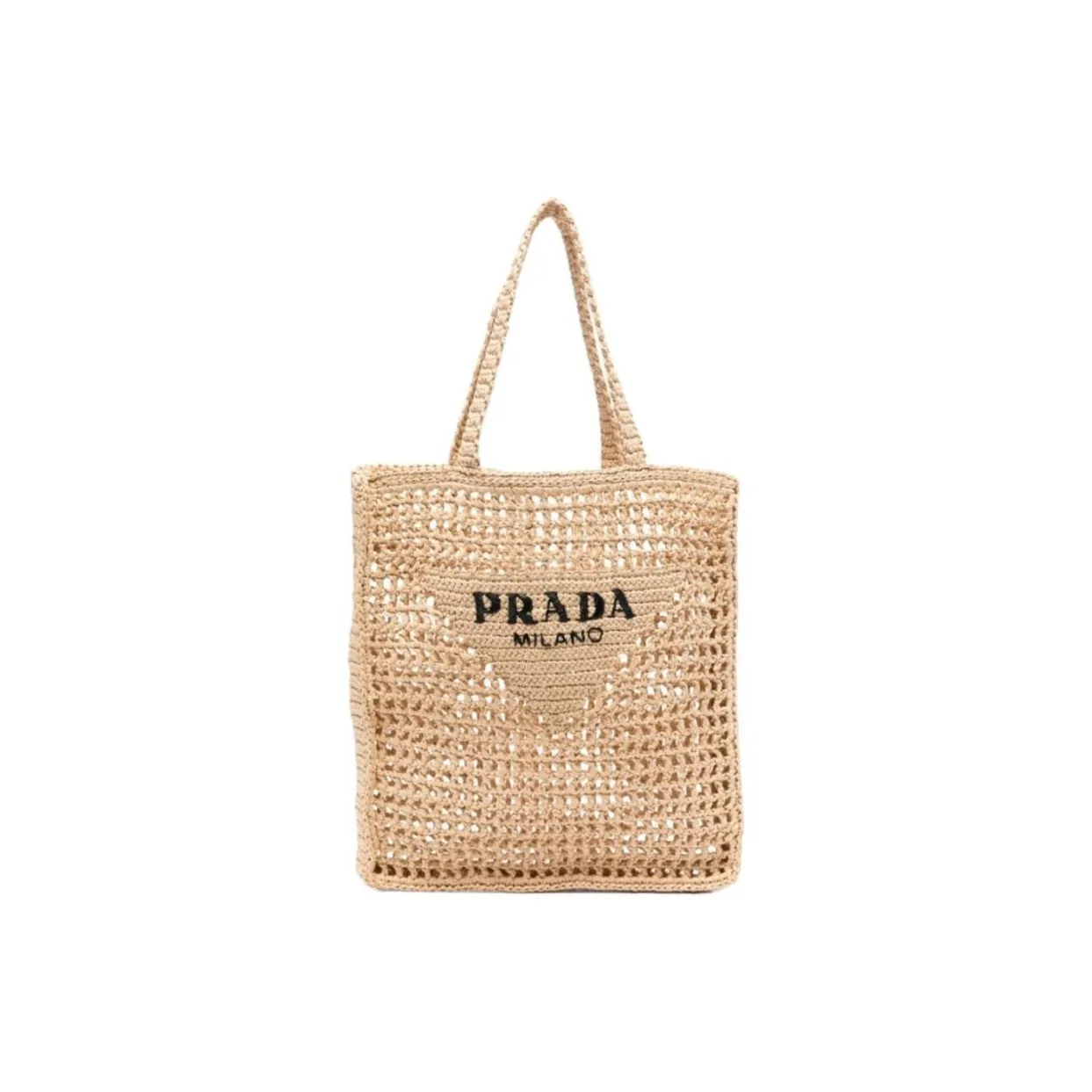 PRADA Raffia Tote Bag, Shopping Bag, Shoulder Bag, Handbag Women's Brown