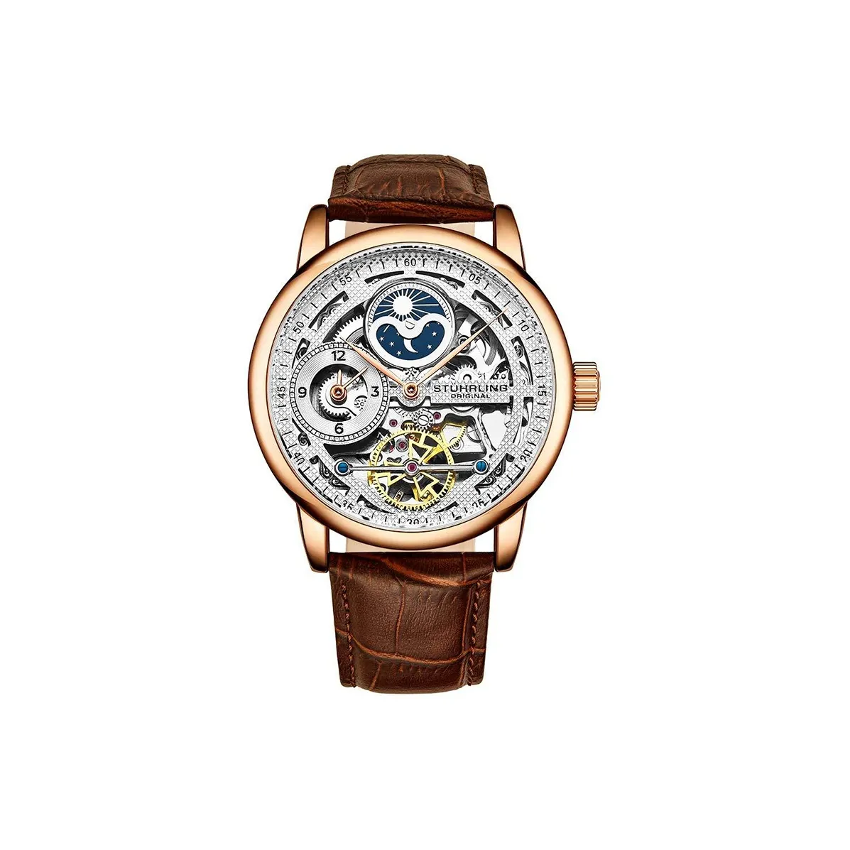 STUHRLING Автоматический механический механизм Мужские часы 43mm*43mm*13mm Скелет