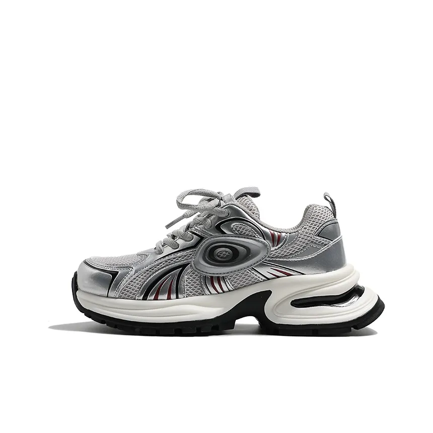 MIS. DANNY Abrasion Resistant Low Top Chunky Sneakers Women's Silver