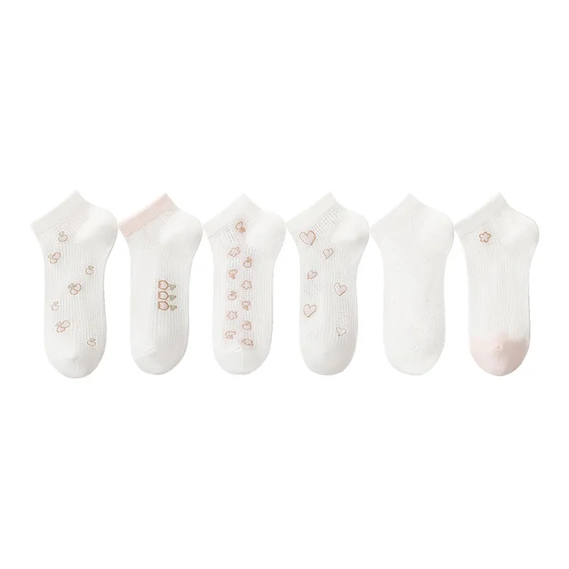 MIIOW No Show Socks Cooling Sweet Style Heart Moisture Wicking Slip Resistant Women's 6 Pack