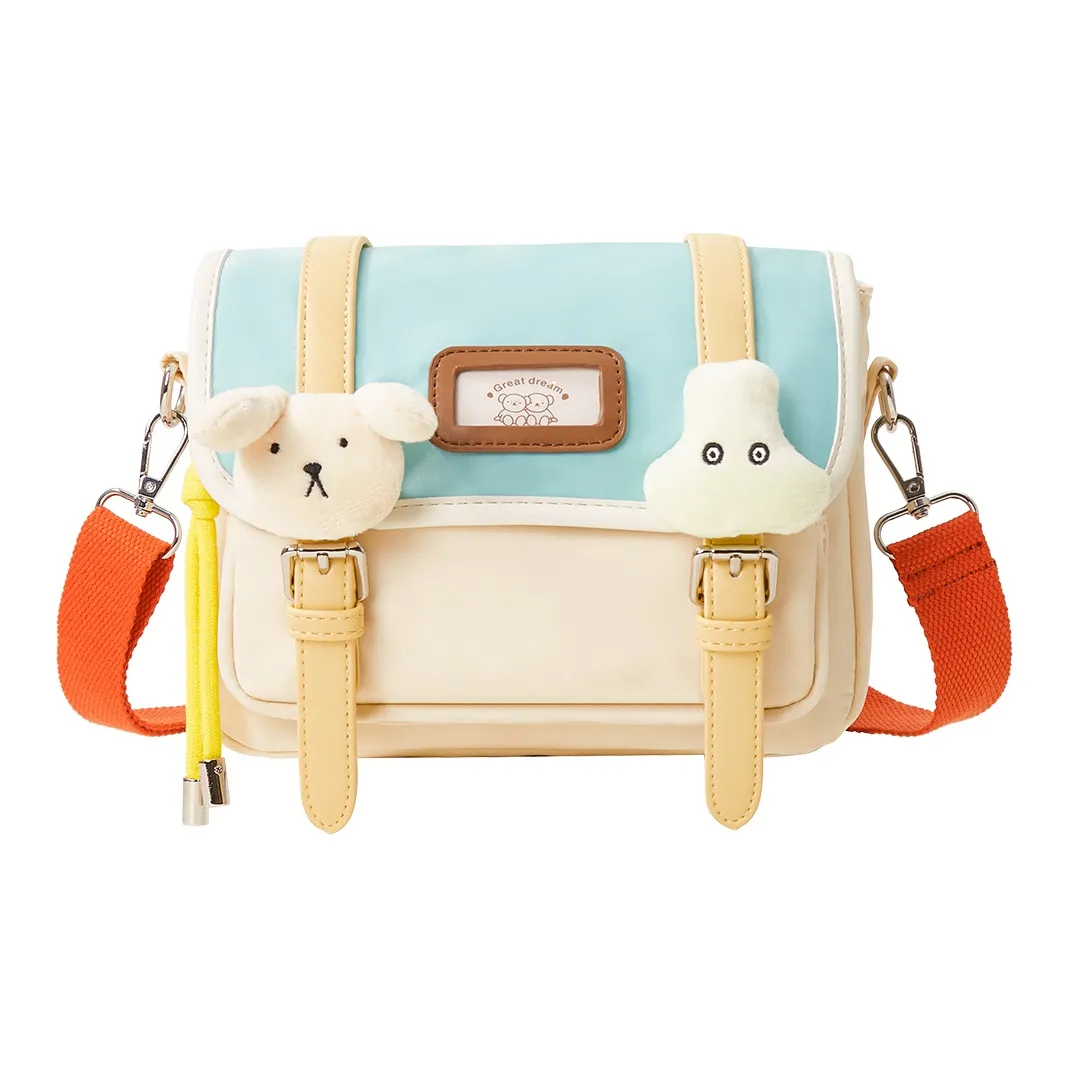 Miffy Nylon Fabric Students Casual Versatile Color Block Shoulder Bag, Crossbody Bag Regular Women's Yellow/Brown