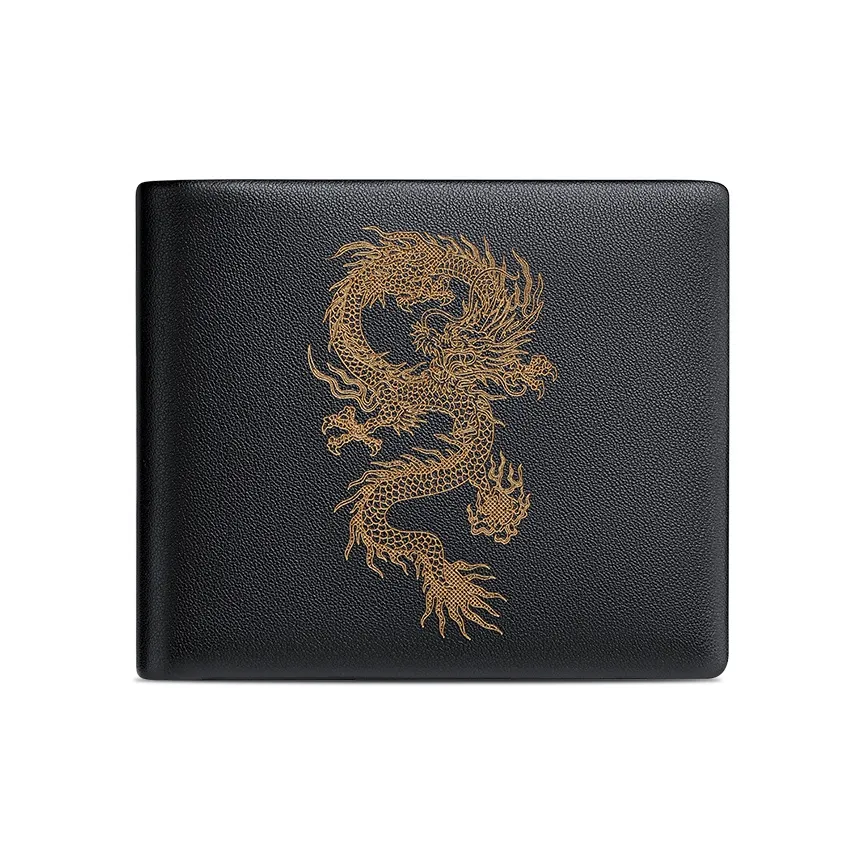 WilliamPOLO Cow Leather Cropped Wallet Box With Multiple Card Slots Money Clip And Coin Purse Men's Black