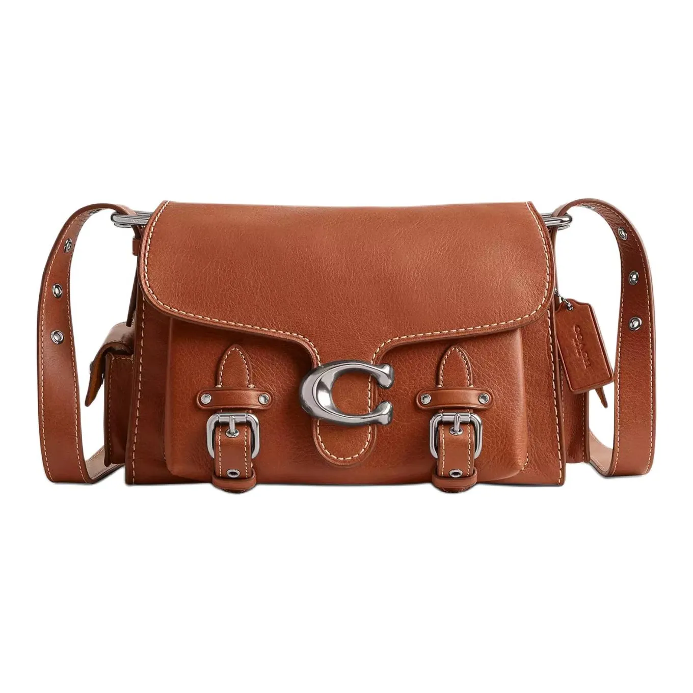 COACH Kalimero Tabby Grained Leather Shoulder Bag Crossbody Bag Medium Size Women's Silver & Polished Amber