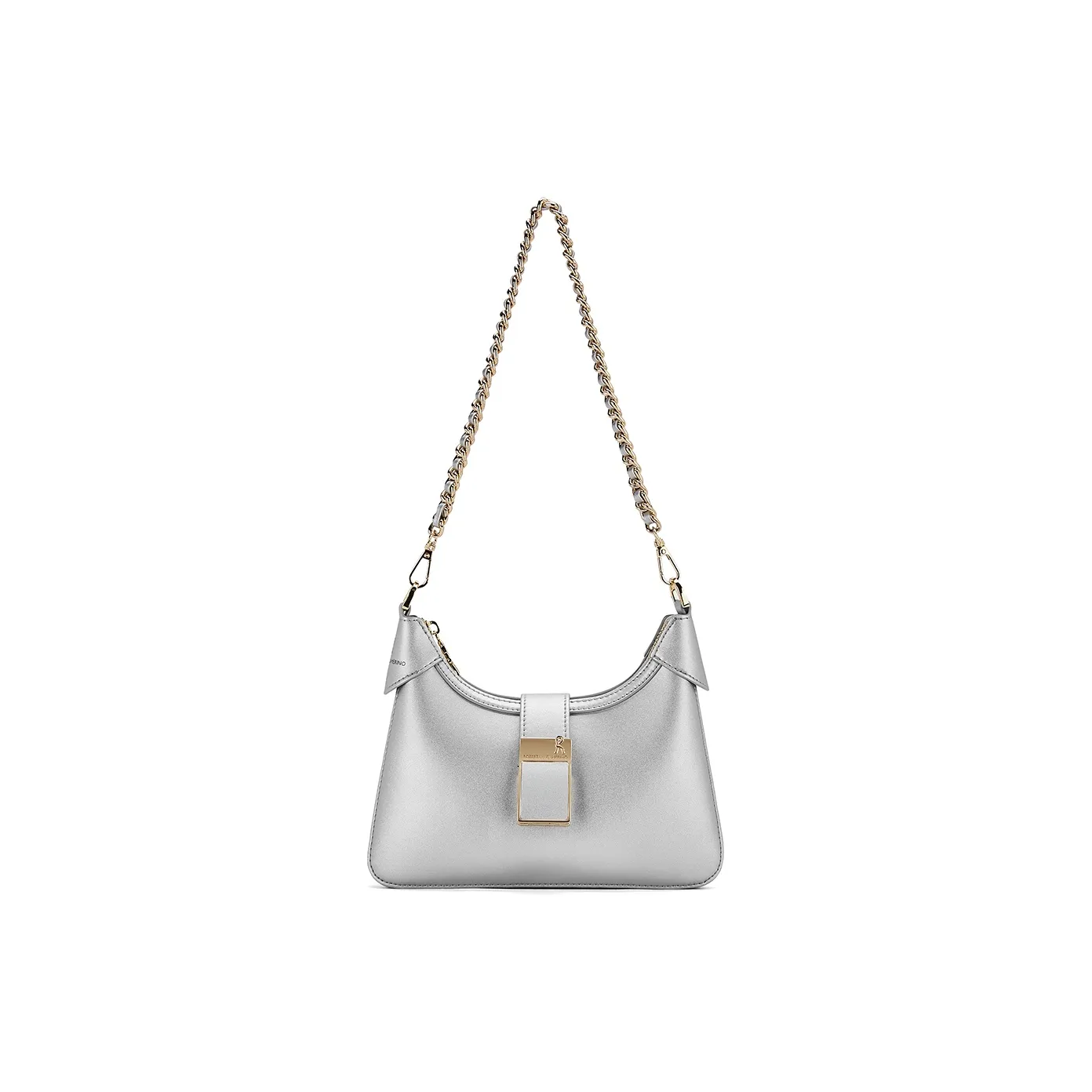 ROBERTA DI CAMERINO Cow Leather Crescent Bag, Dumpling Bag, Crossbody Bag, Shoulder Bag Women's Black/Silver