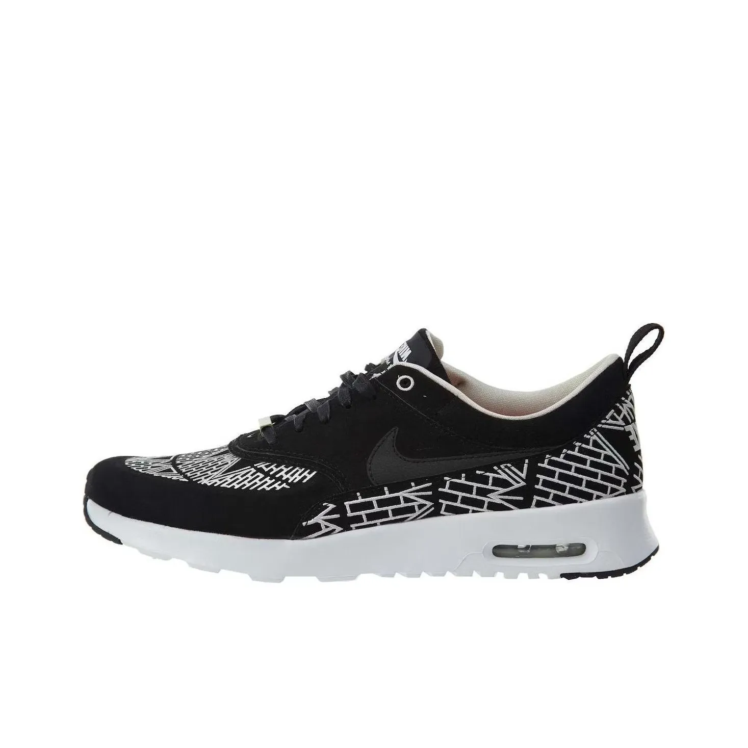 Nike Air Max THEA Амортизация Износостойкие Низкие Кроссовки для Бега Женские Черно-белые