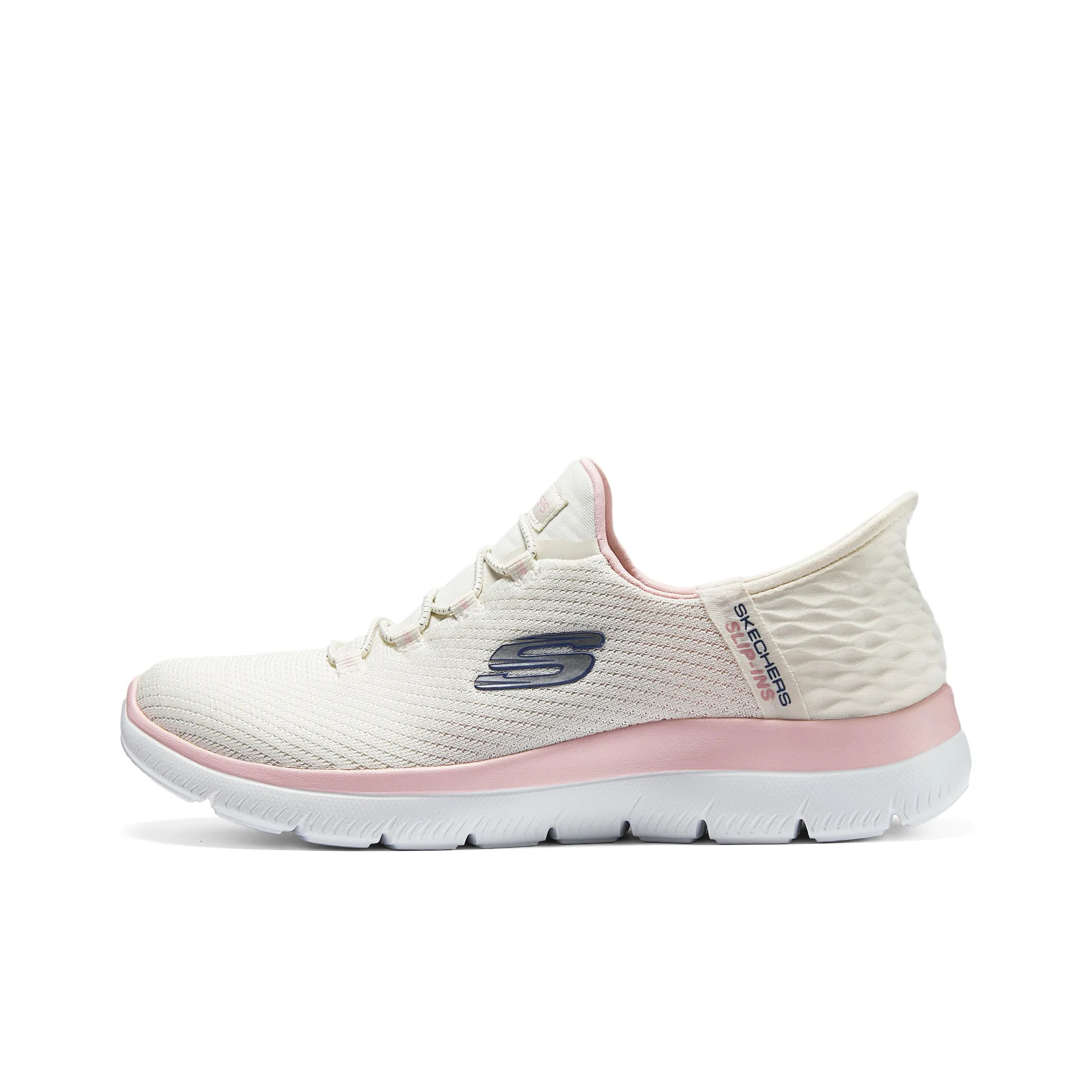 Skechers Summits Hands Бесплатно Slip ins Устойчивый к истиранию Низкий Топ Повседневная обувь Женская Розовая Белая