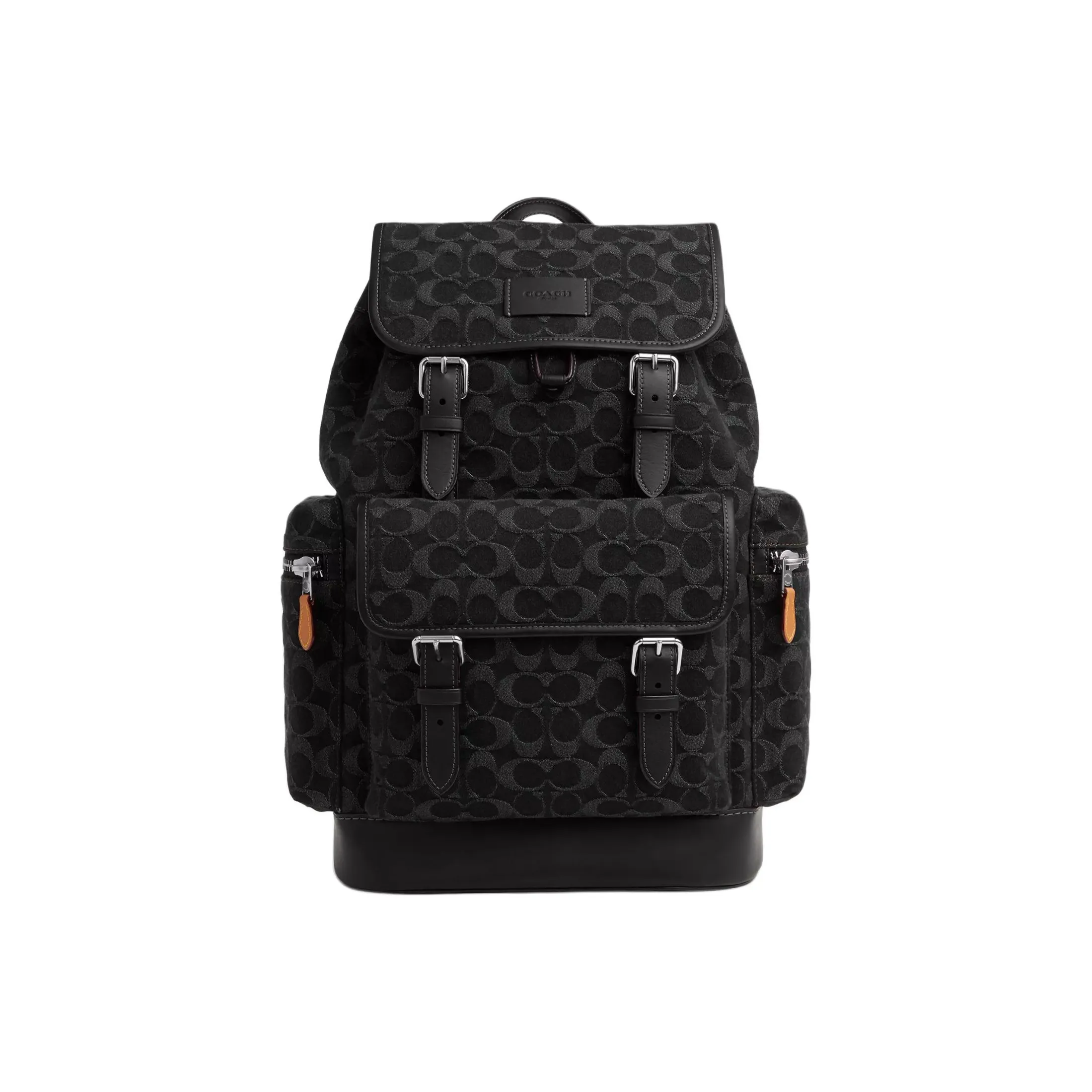 COACH Sprint Denim With Smooth Calfskin Backpack Large Size Men's Silver & Black