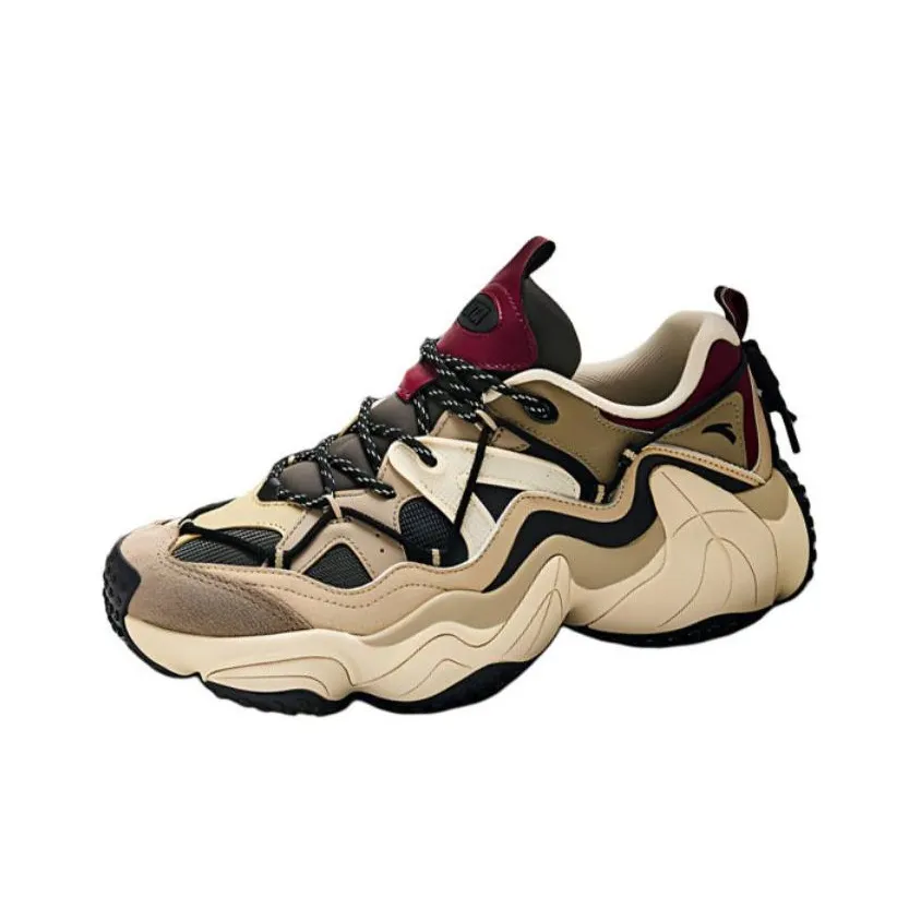 Anta Anti-Slip Wear-Resistant Low-Top Chunky Sneakers Men's Brown White