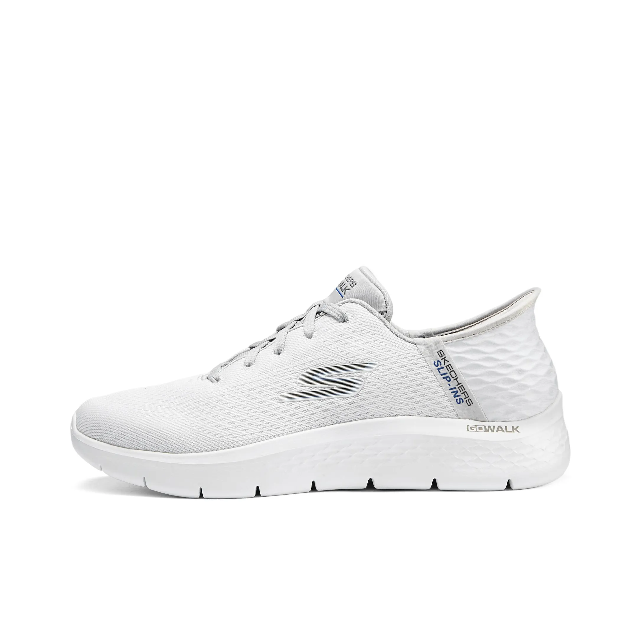 Skechers Go Walk Fle Hands Free Slip Ins Shock Absorbers Low Top Casual Shoes Men's White Gray