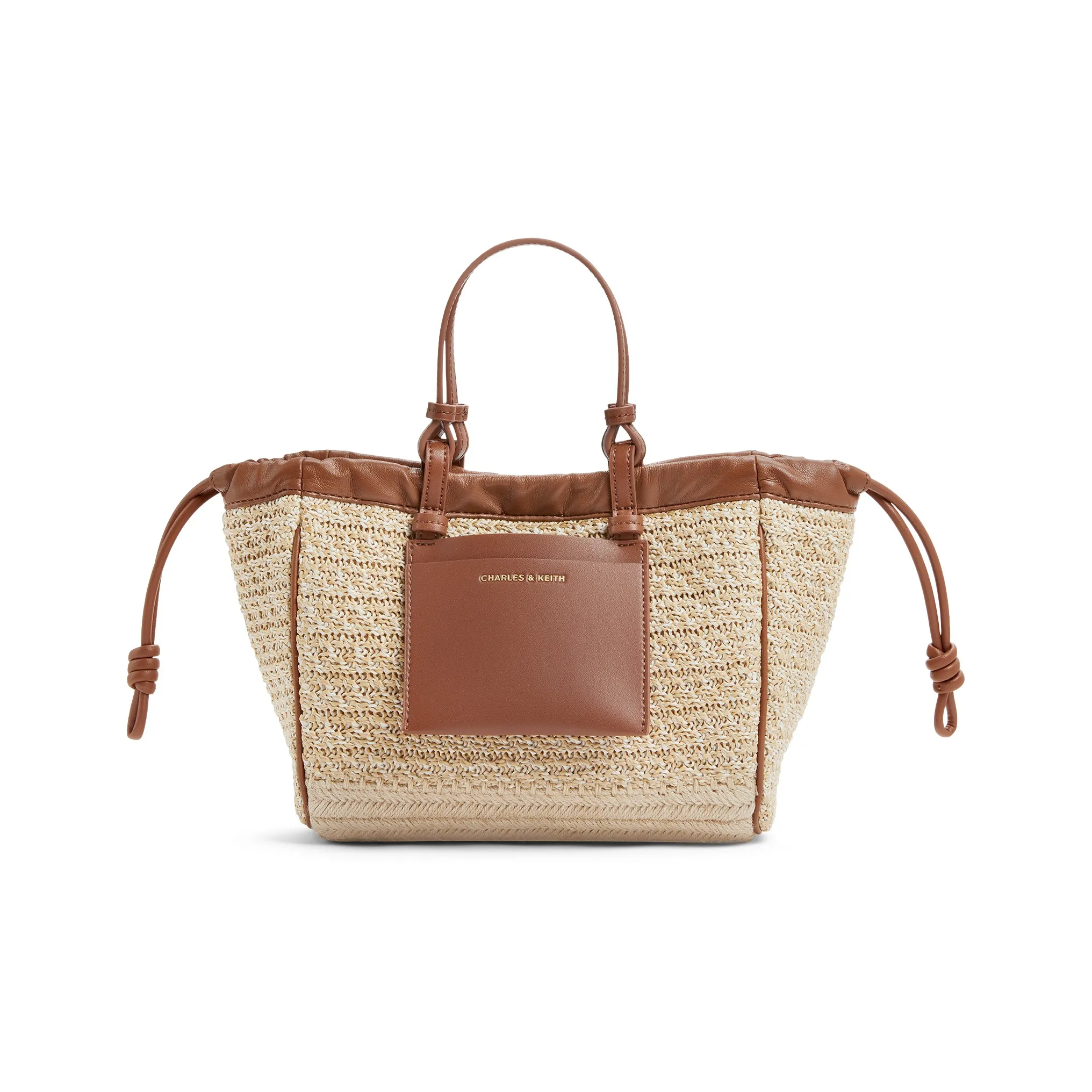 CHARLES&KEITH Polyurethane Woven Bag, Tote Handbag Medium Size Women's Multi Composite Color