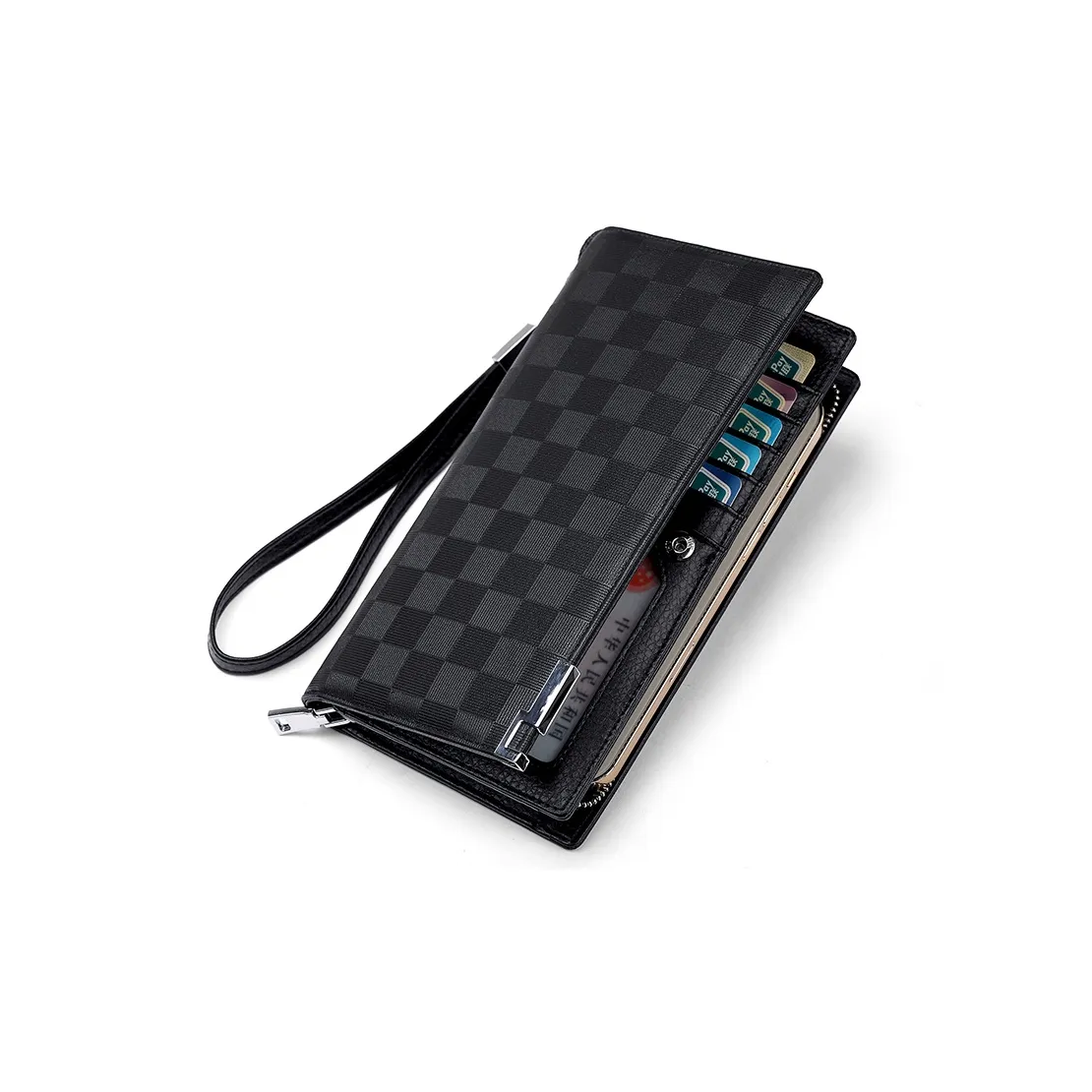 AUGTARLION Cow Leather Wallets With Money Clip Men's Black