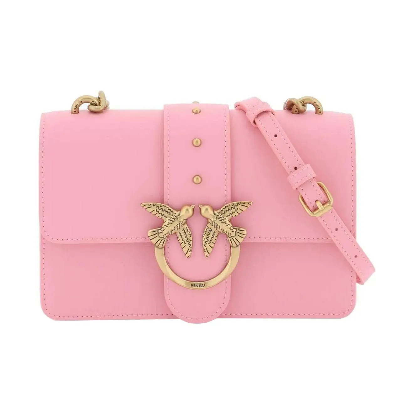 PINKO LOVE Series Cow Leather Crossbody Bag, Shoulder Bag Mini Women's Pink