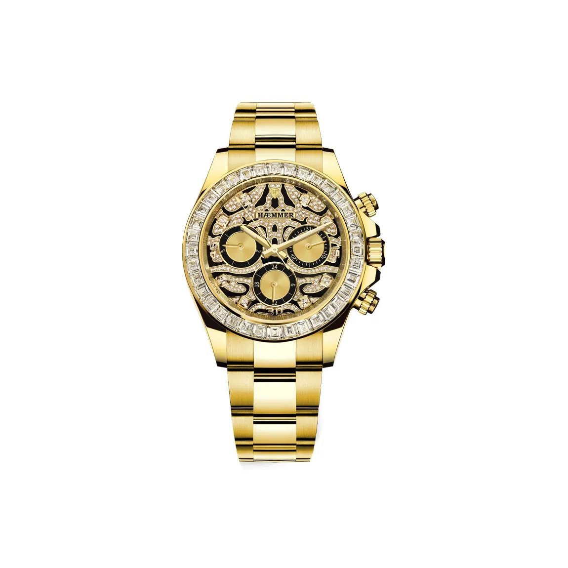 HAEMMER Automatic Mechanical Movement Stainless Steel Watchband Watch Men's Watches Gold Dial