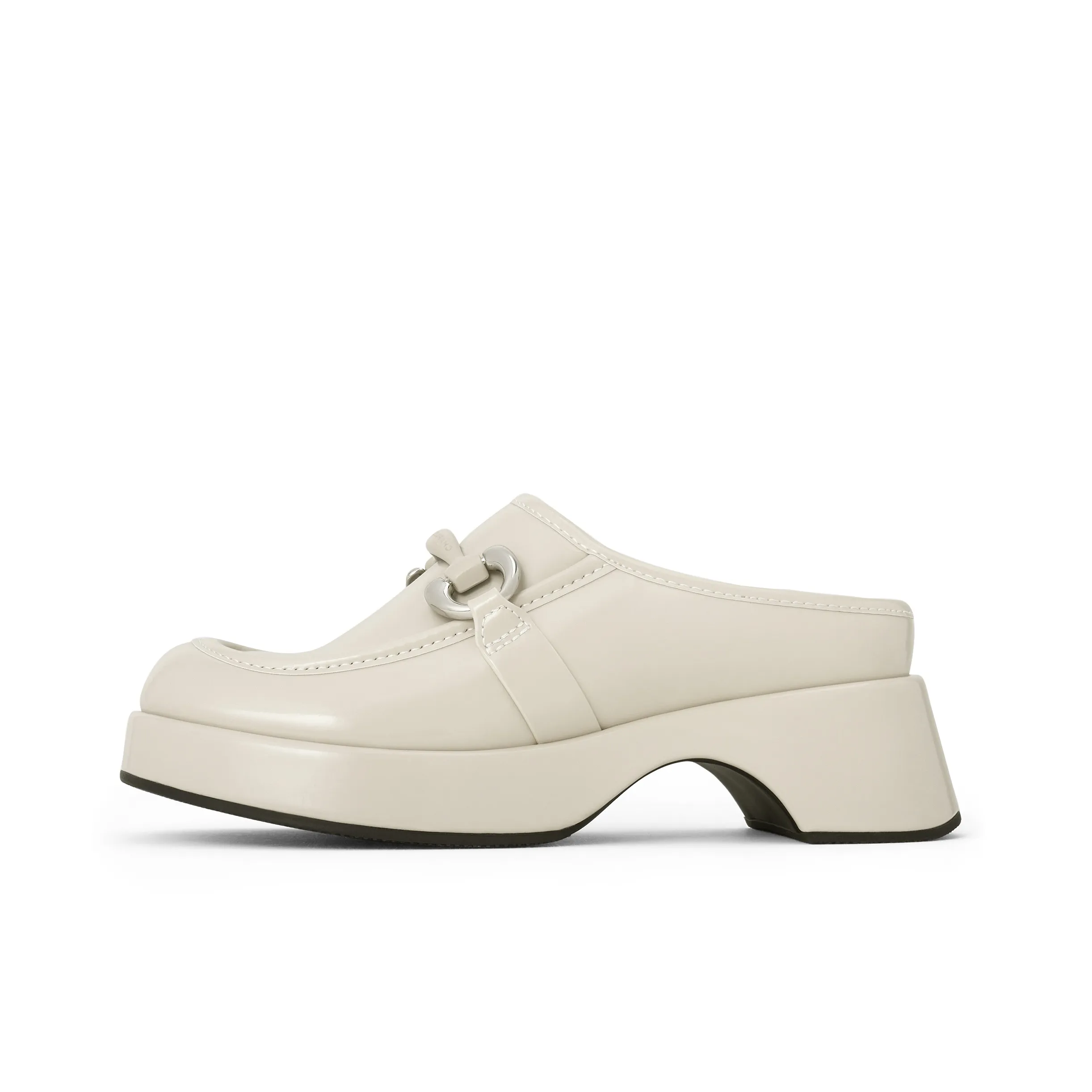 CHARLES&KEITH Composite Sole Closed Toe Slippers 5.2cm Women's Black Box Black/Chalk White/Dark Brown Dark Brown