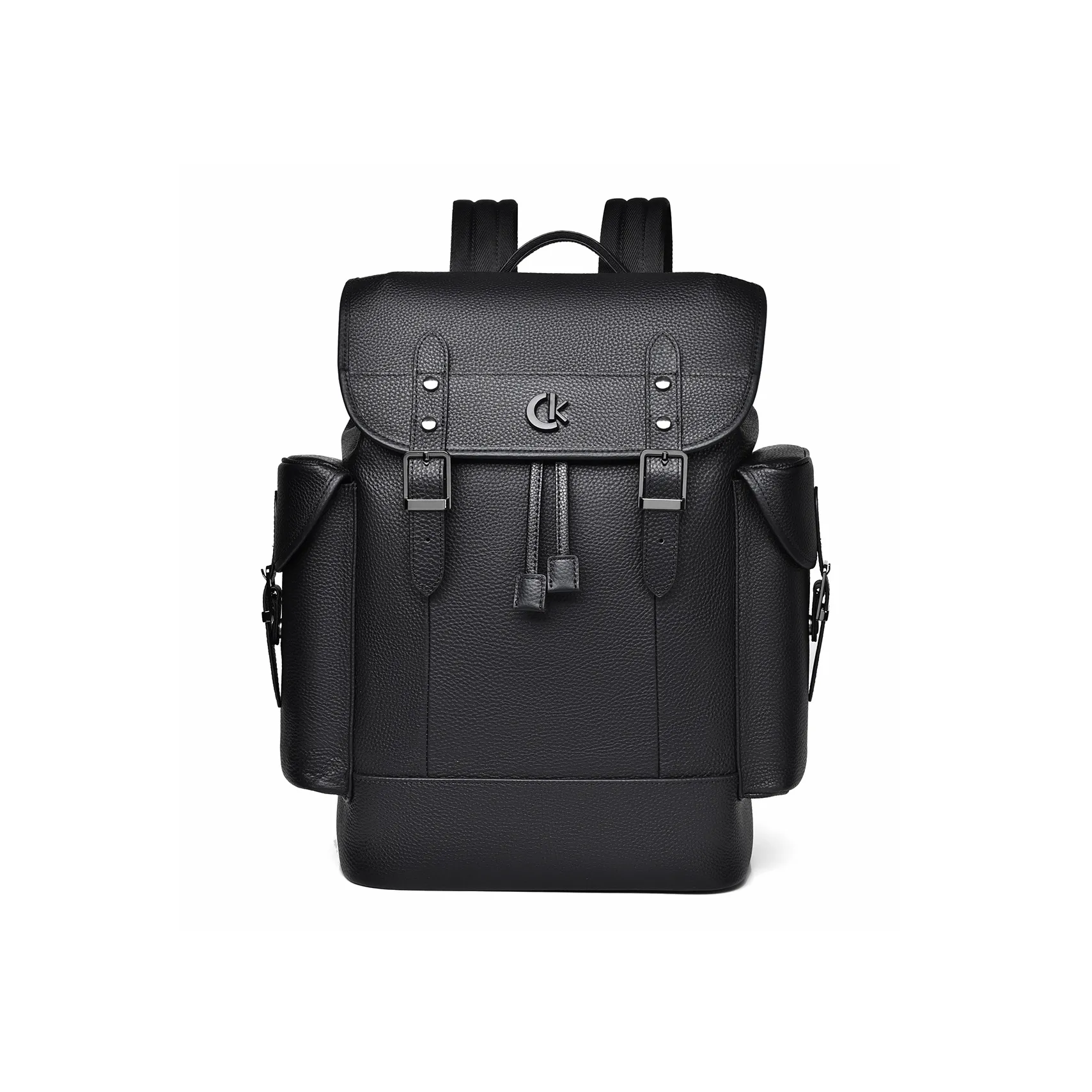 Ceion Keust Cow Leather Backpack Large Size Men's Black