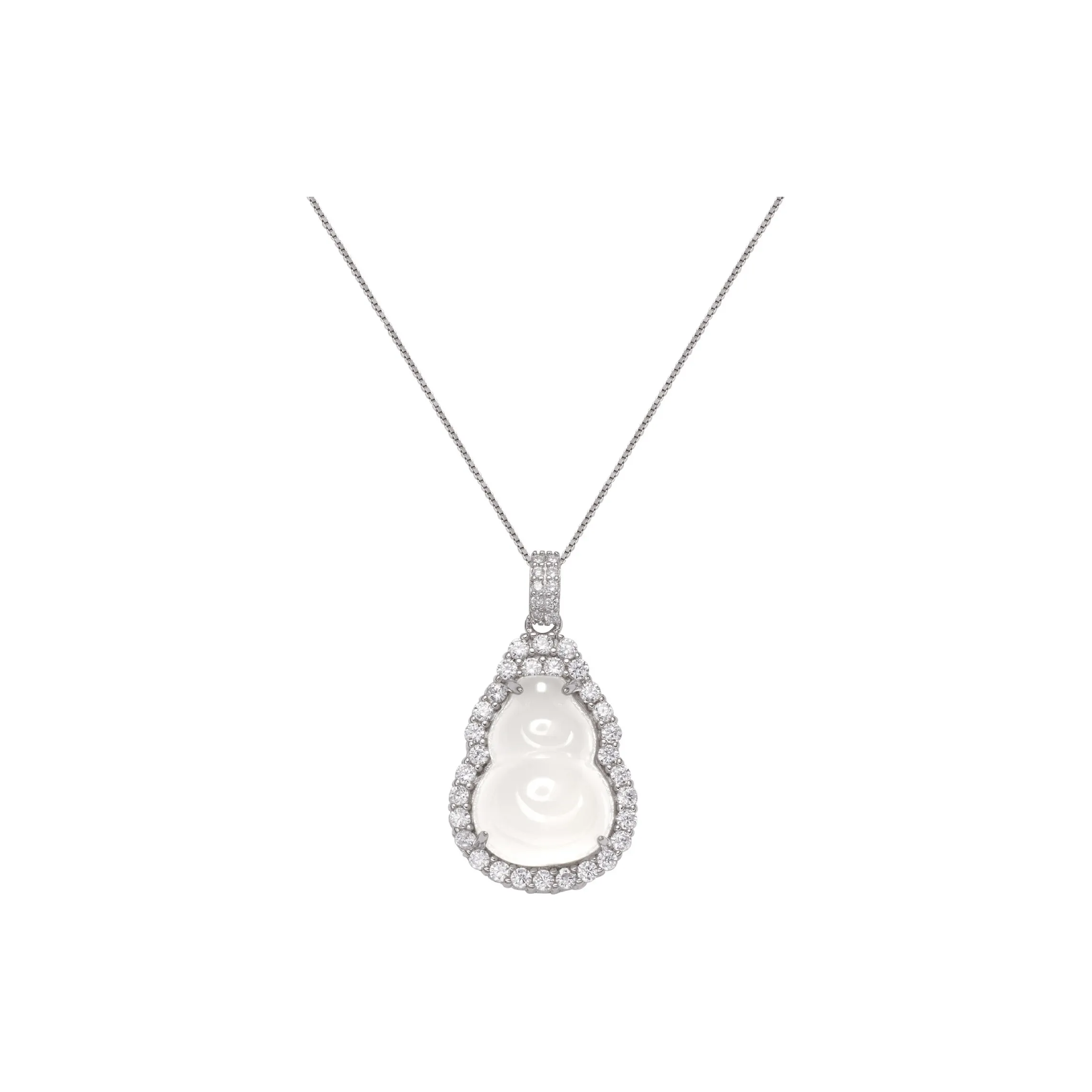 Artisan Lock Heart Jade Chalcedony Necklaces Women's