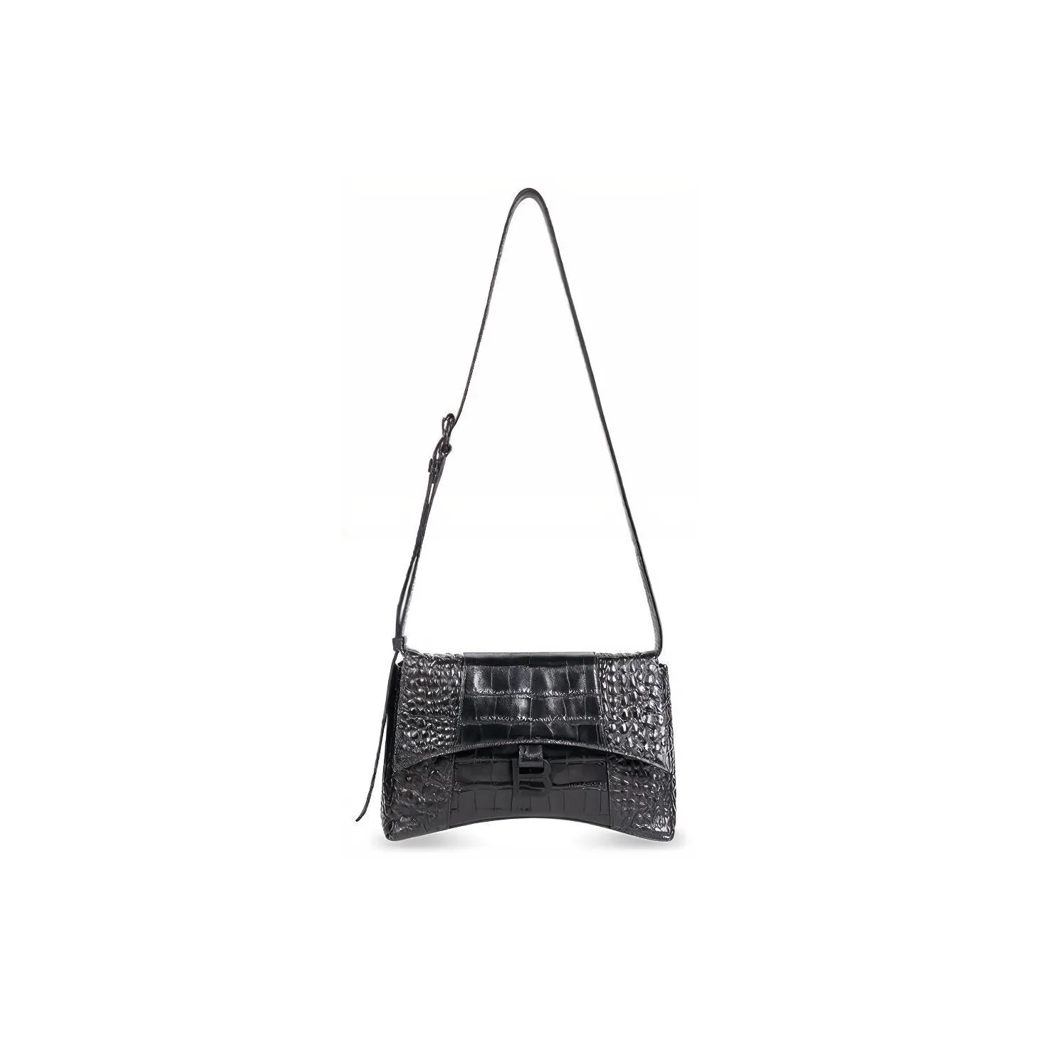 Balenciaga Downtown Cow Leather One Shoulder Handbag Crossbody Bag Extra Small Unisex Black
