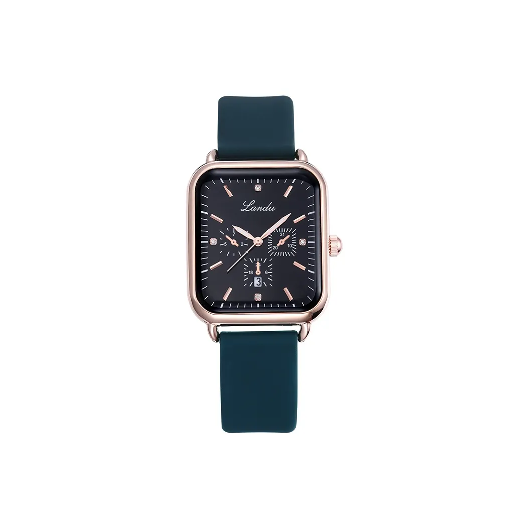 LANDU Спортивный и досуг Квадратный Мода Кварцевый Механизм Силиконовый Ремешок Часы Унисекс Черный Циферблат