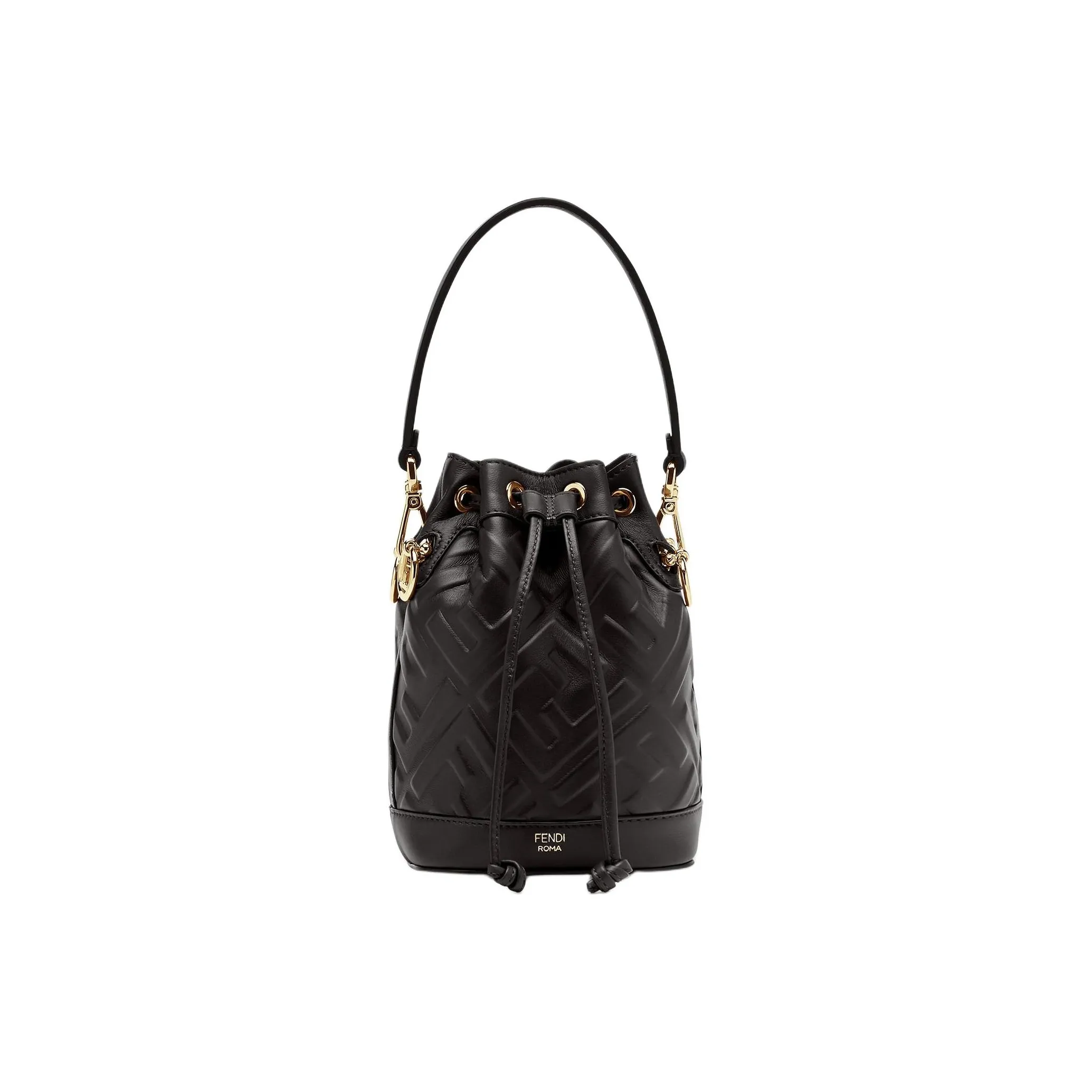 FENDI Mon Tresor Calfskin Bucket Bag Handbag Shoulder Bag Crossbody Bag Small Size Women's Black