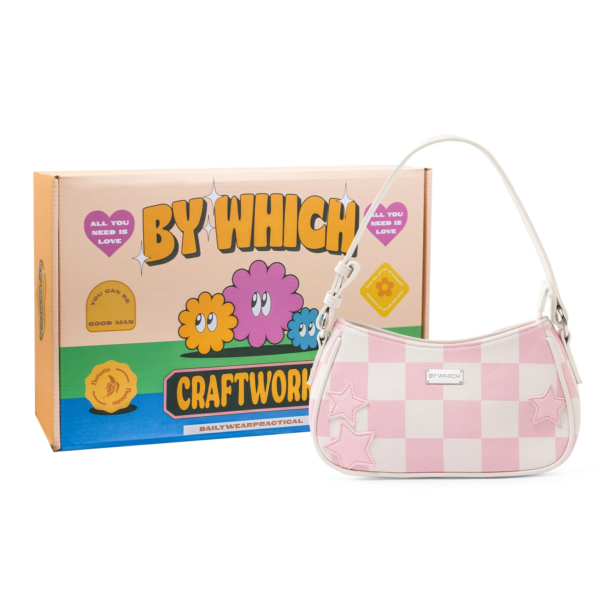 Bywhich PU Shoulder Bag, Crossbody Bag, Handbag Women's Pink