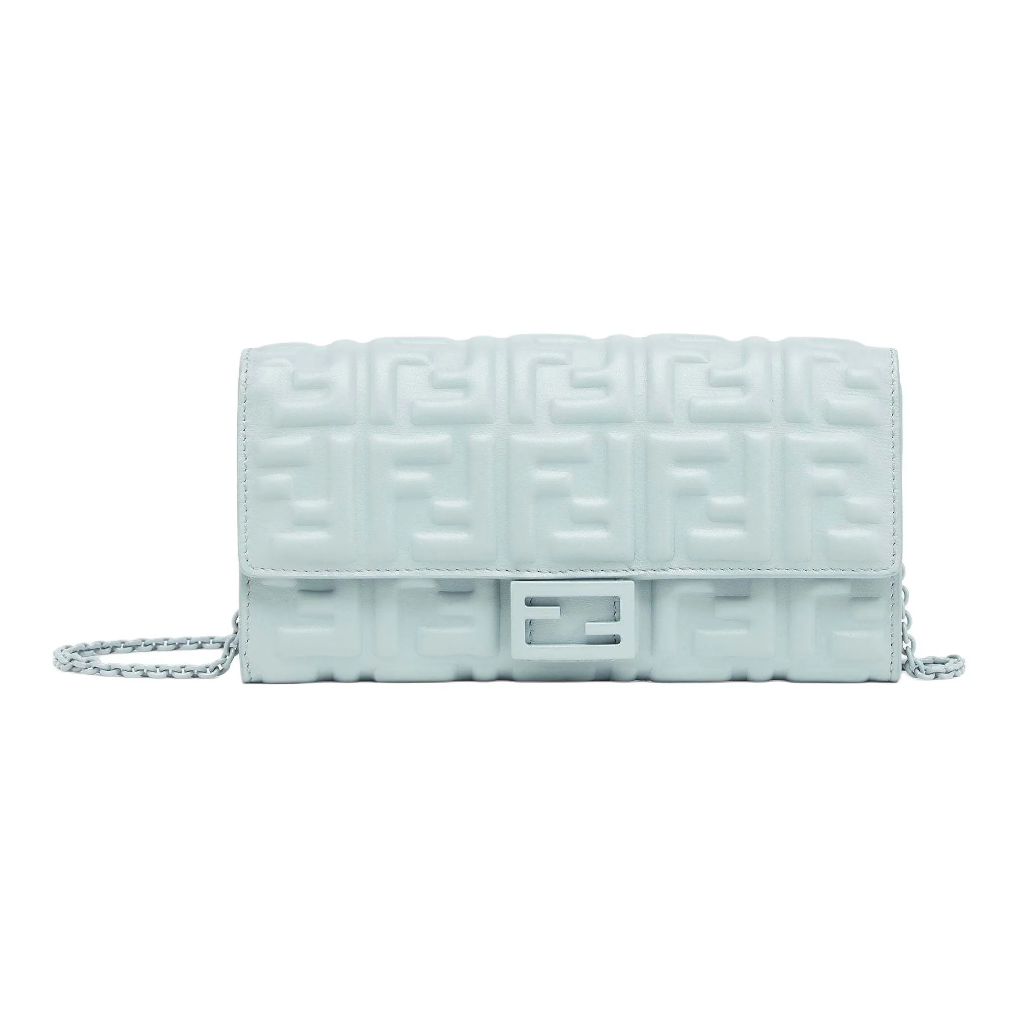 FENDI Baguette Leather Shoulder Bag, Crossbody Bag, Wallet Women's Light Blue