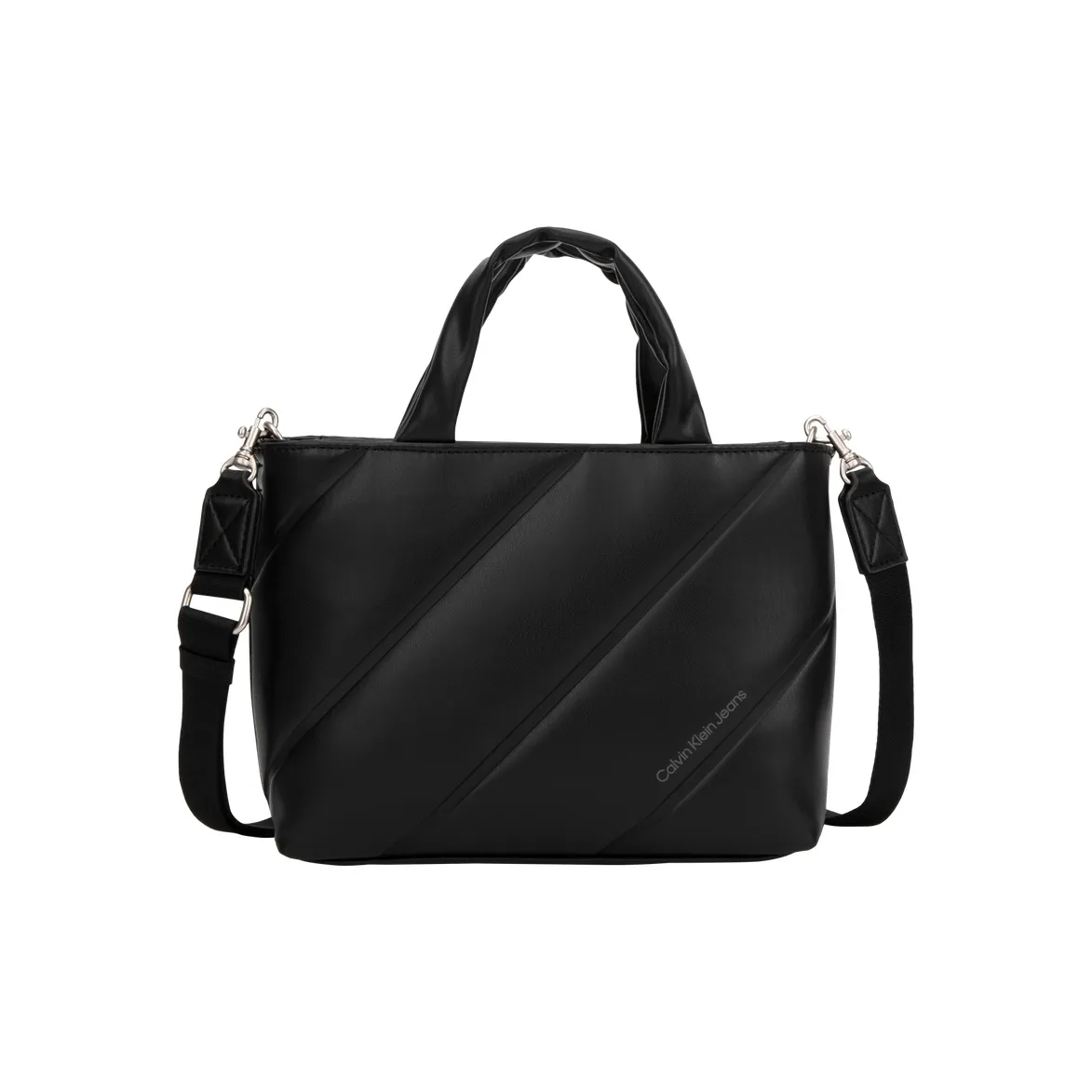 CALVIN KLEIN Synthetic Material Detachable Shoulder Strap Handbag Tote Bag Medium Size Women's Space Black