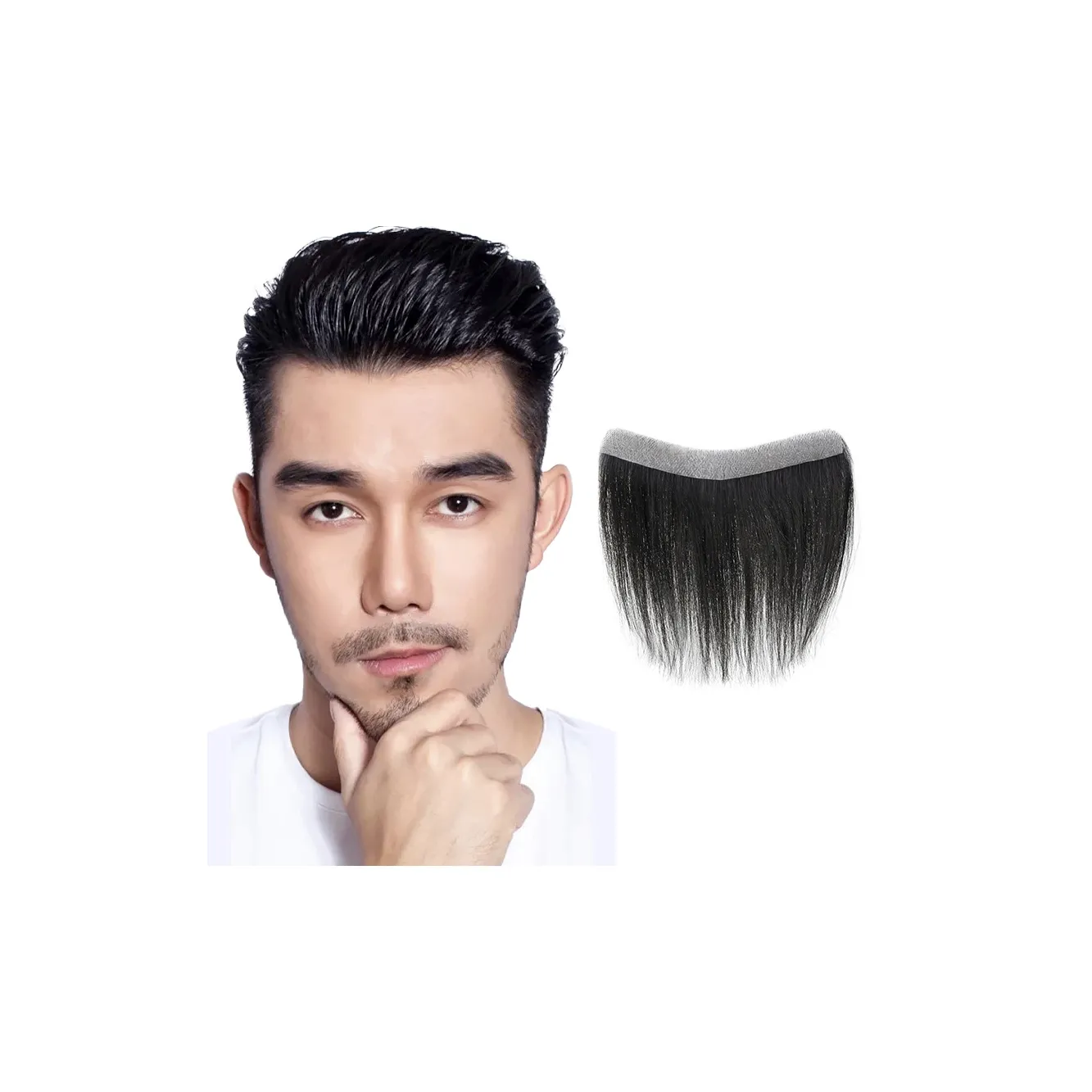 Time Shadow Мужская Передняя часть Перука Полностью Ручная Вязаная модель Перука для Скальпа с Лоскутками Человеческого Волоса