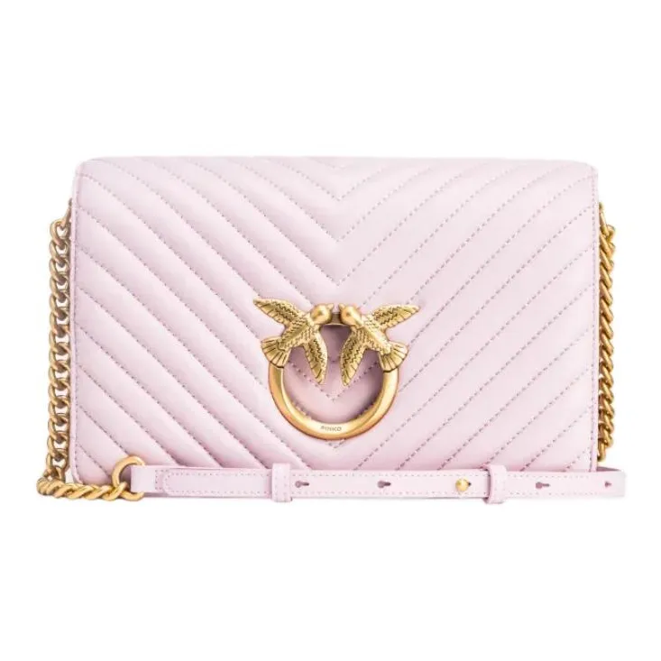 PINKO Click series Лоскутное шитье Кожа наппа Сумка через плечо Сумка на плечо Женская Сиреневый