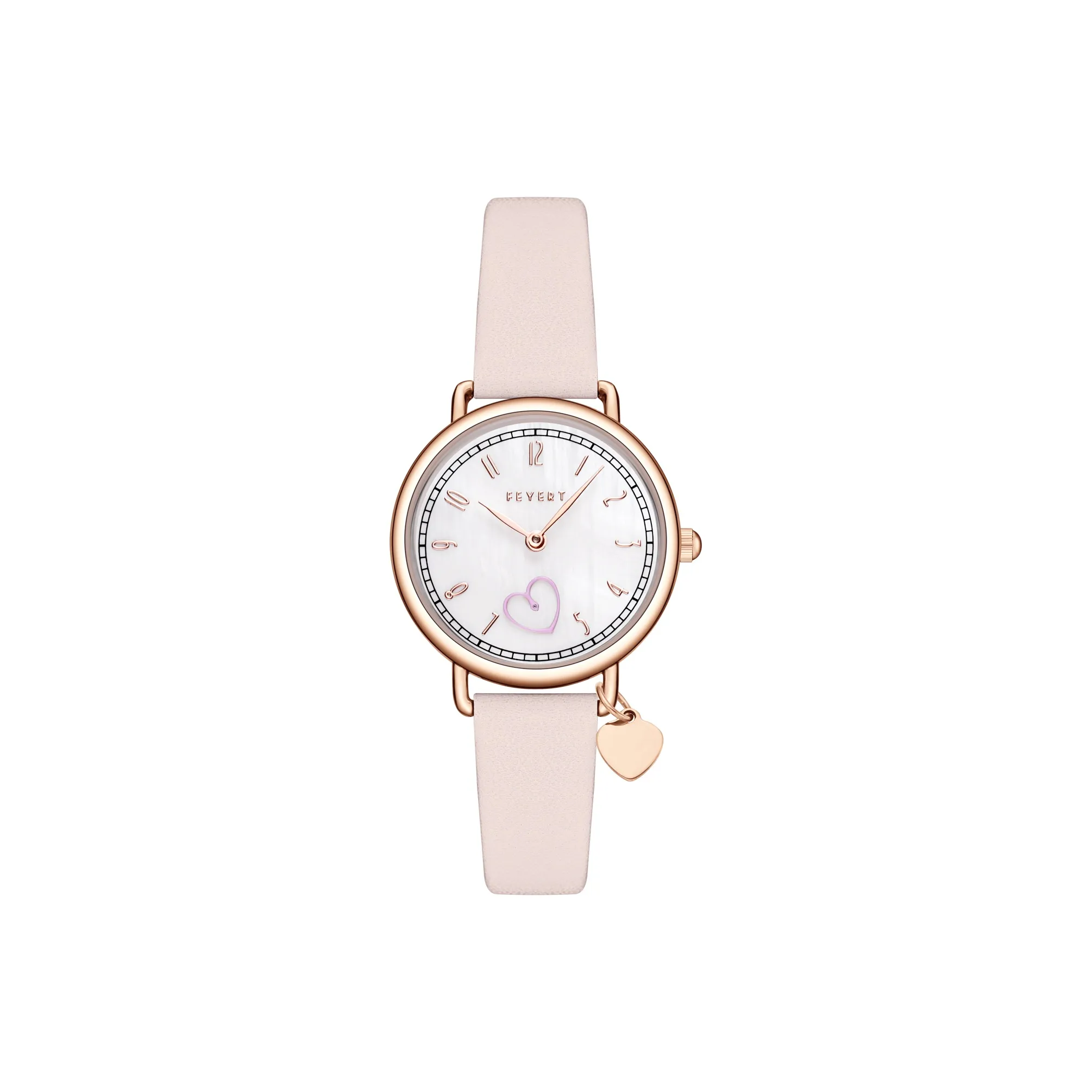 FEYERT Утонченный Girlfriend Watch Кварцевый механизм Кожаный ремешок Часы Женские Часы Жемчужная раковина Циферблат часов