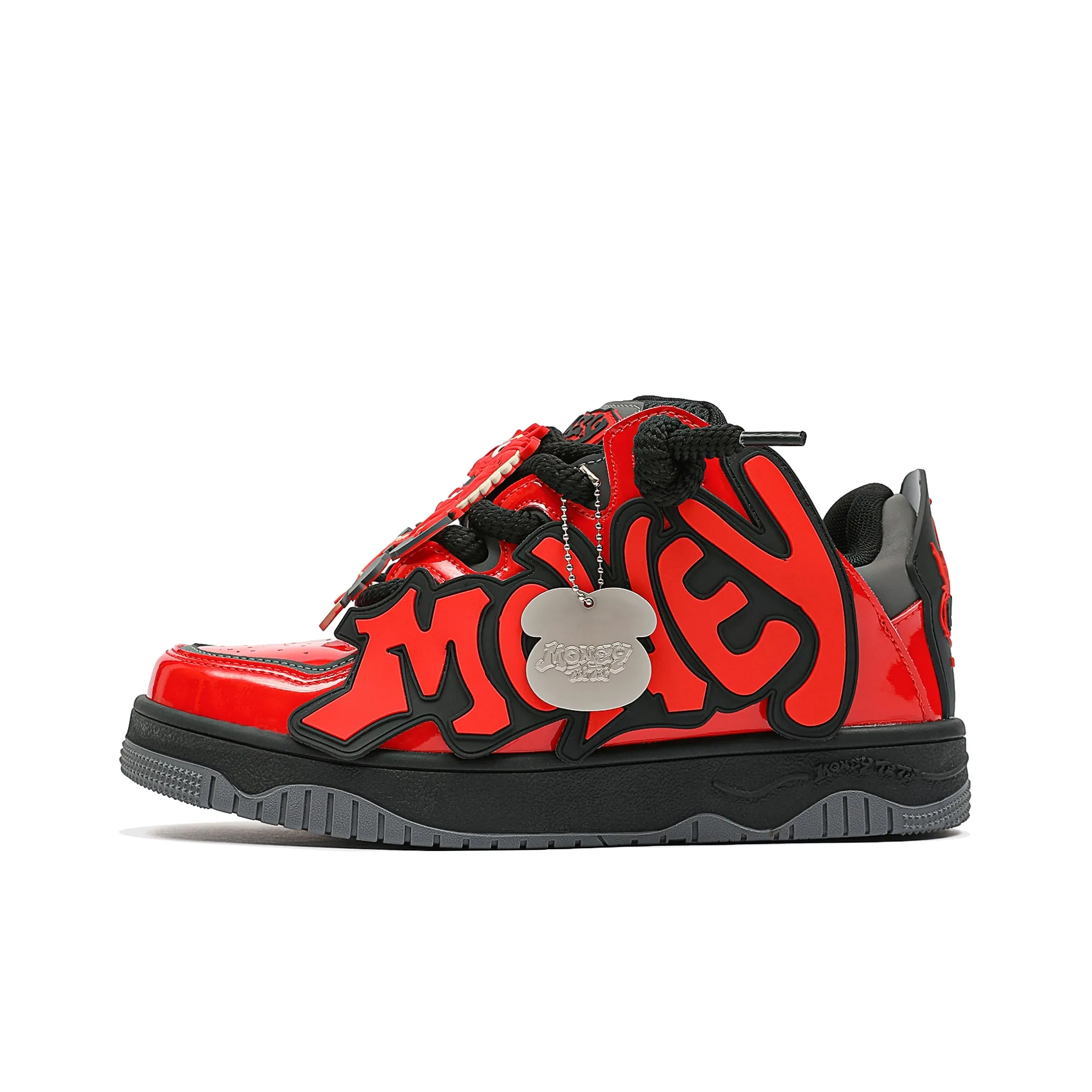 Money Tutu x MR.PESIN Slip Resistant Breathable Height Increasing Low Top Skateboard Shoes Unisex Black Red