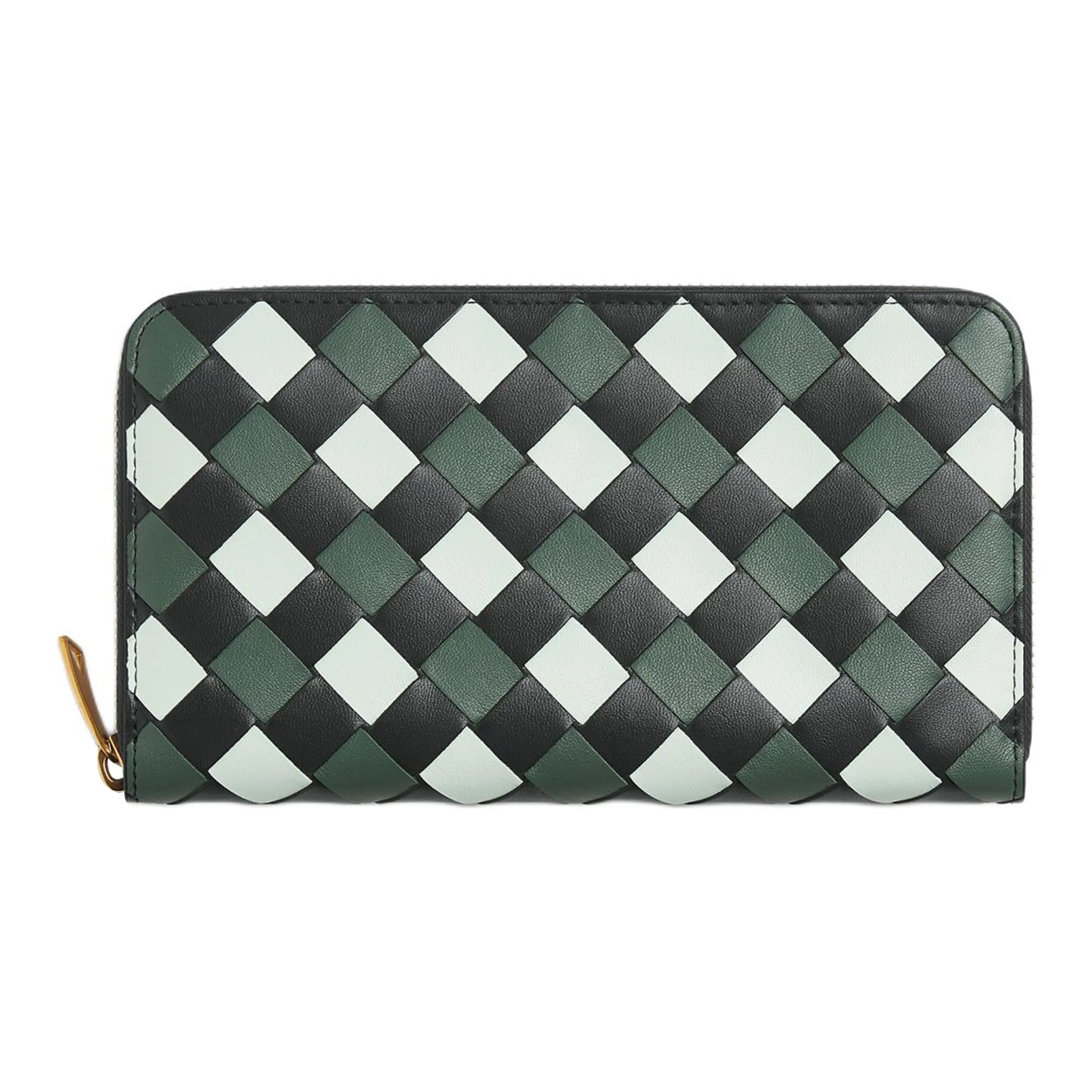 Bottega Veneta Calfskin Wallet Women's Slate Puzzle Glacier Puzzle Aloe Vera