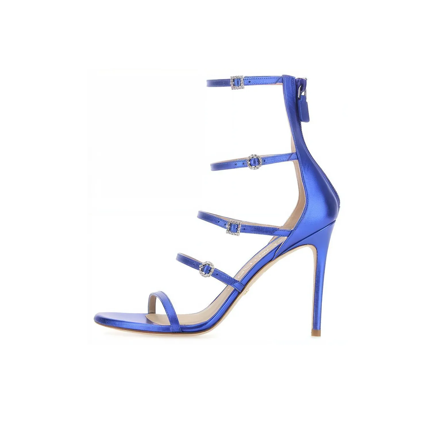 stuart weitzman 100mm Crystal-buckle Metallic Sandals