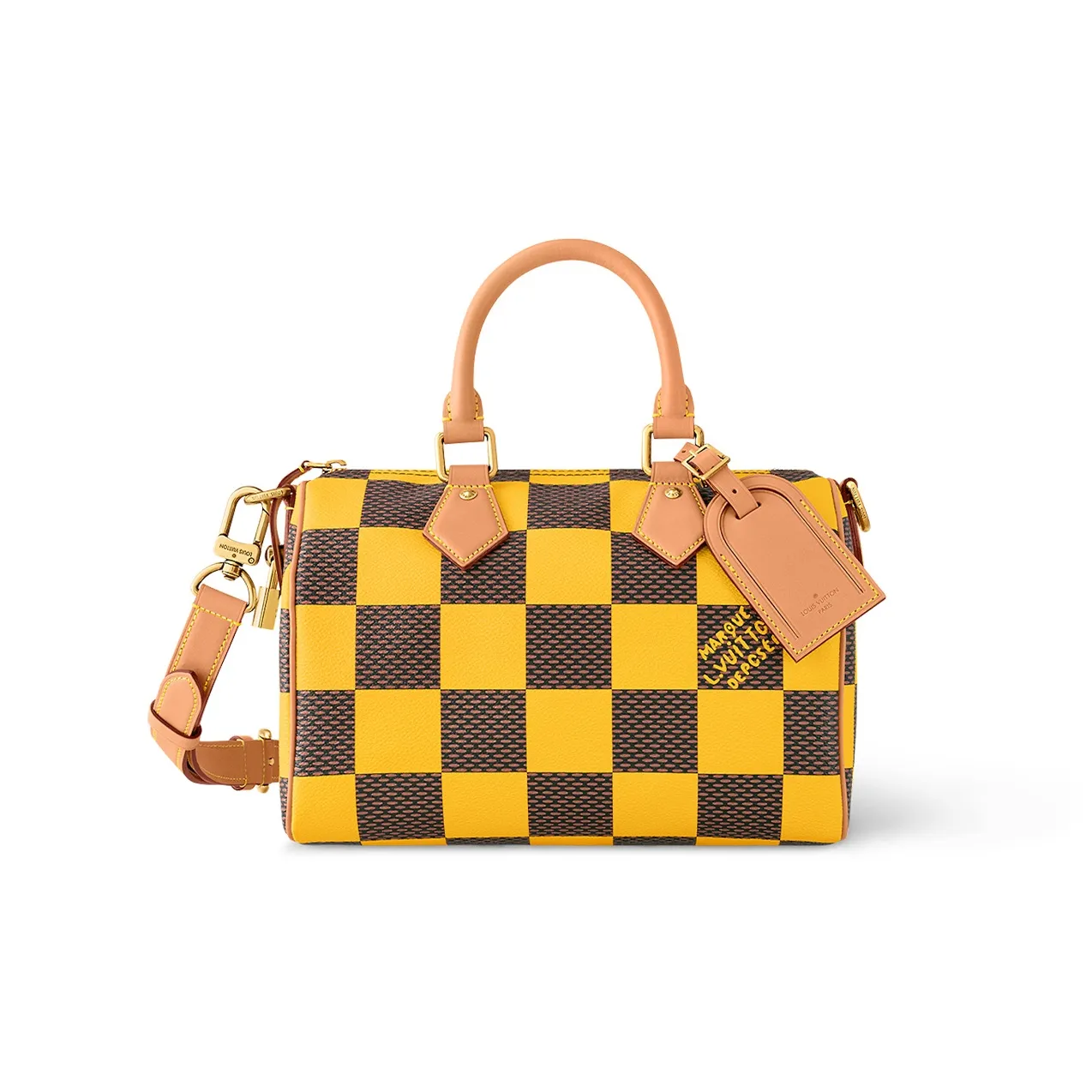 LOUIS VUITTON Speedy 25 Bandoulière Damier Pop Jaune Mat