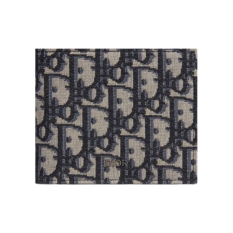 DIOR Cow Leather Coin Purse Card Holder Wallet Men's Beige/Black