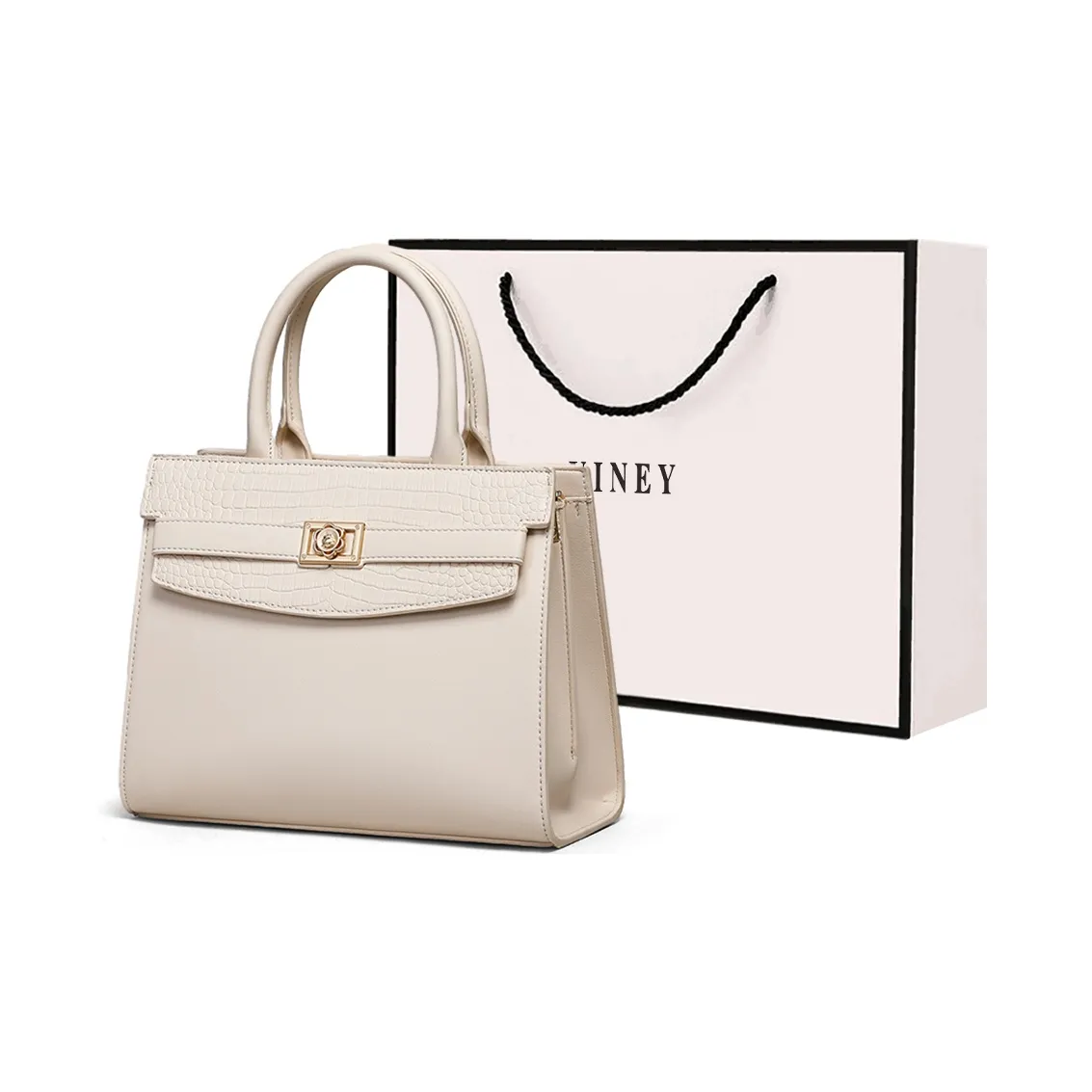 VINEY Коровья кожа Портативная Сумка через плечо Сумка на плечо Большая Женская Экрю