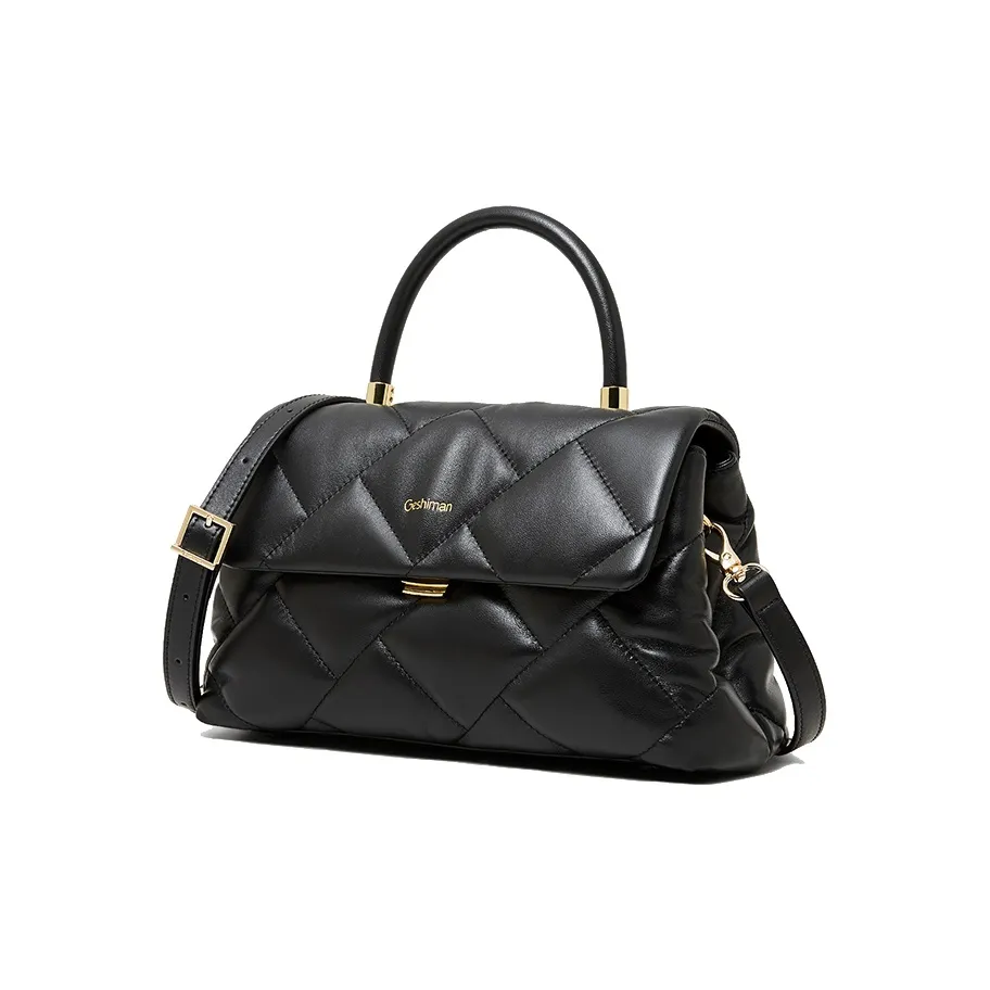 Geshiman Натуральная кожа овчина Женская сумка для повседневного использования сумка через плечо женская черная белая