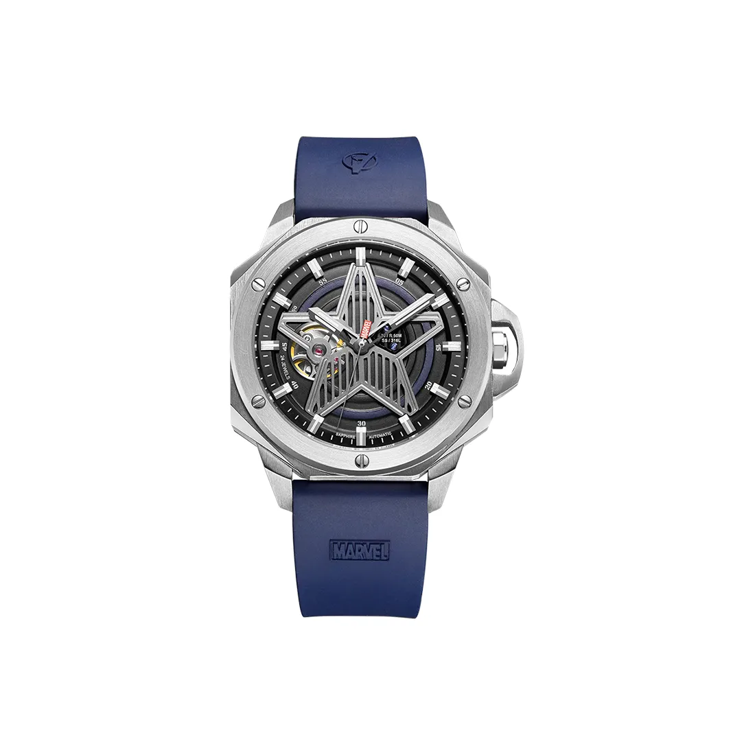 MARVEL Hero Collection Автоматический Механический Механизм Резиновый Ремешок Часы Мужские Черный Циферблат