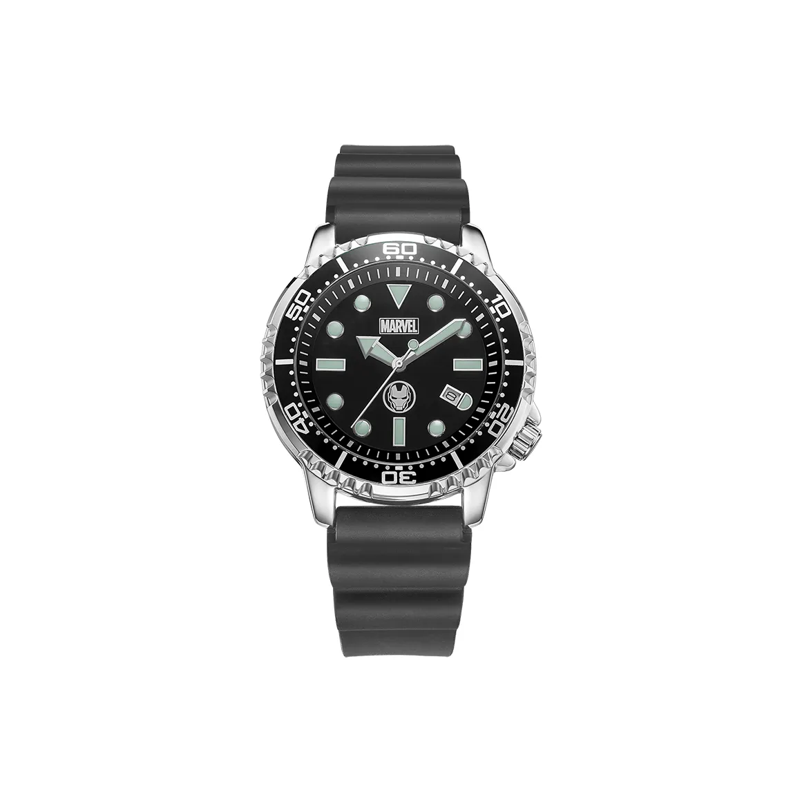 MARVEL Iron Man Series Кварцевый механизм Силиконовый ремешок Часы Мужские Черный циферблат M 9305B