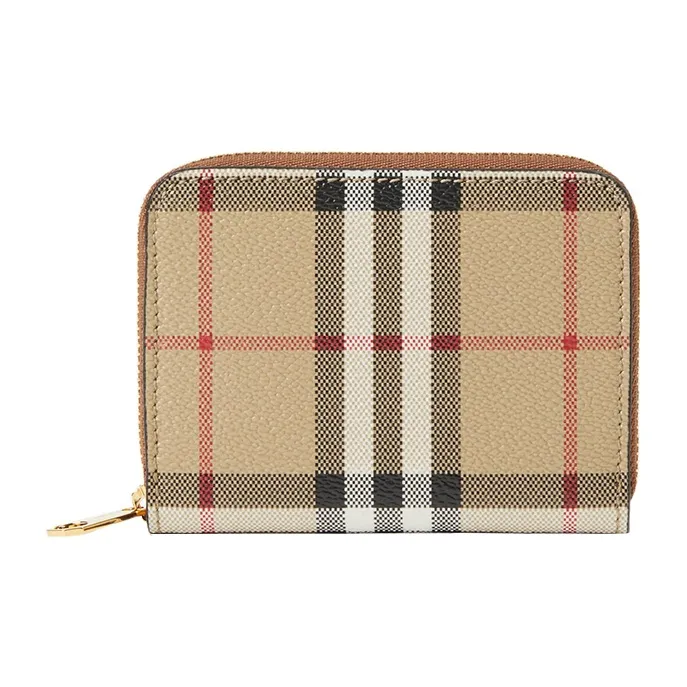 Burberry Patchwork Cow Leather Wallet Women's Beige