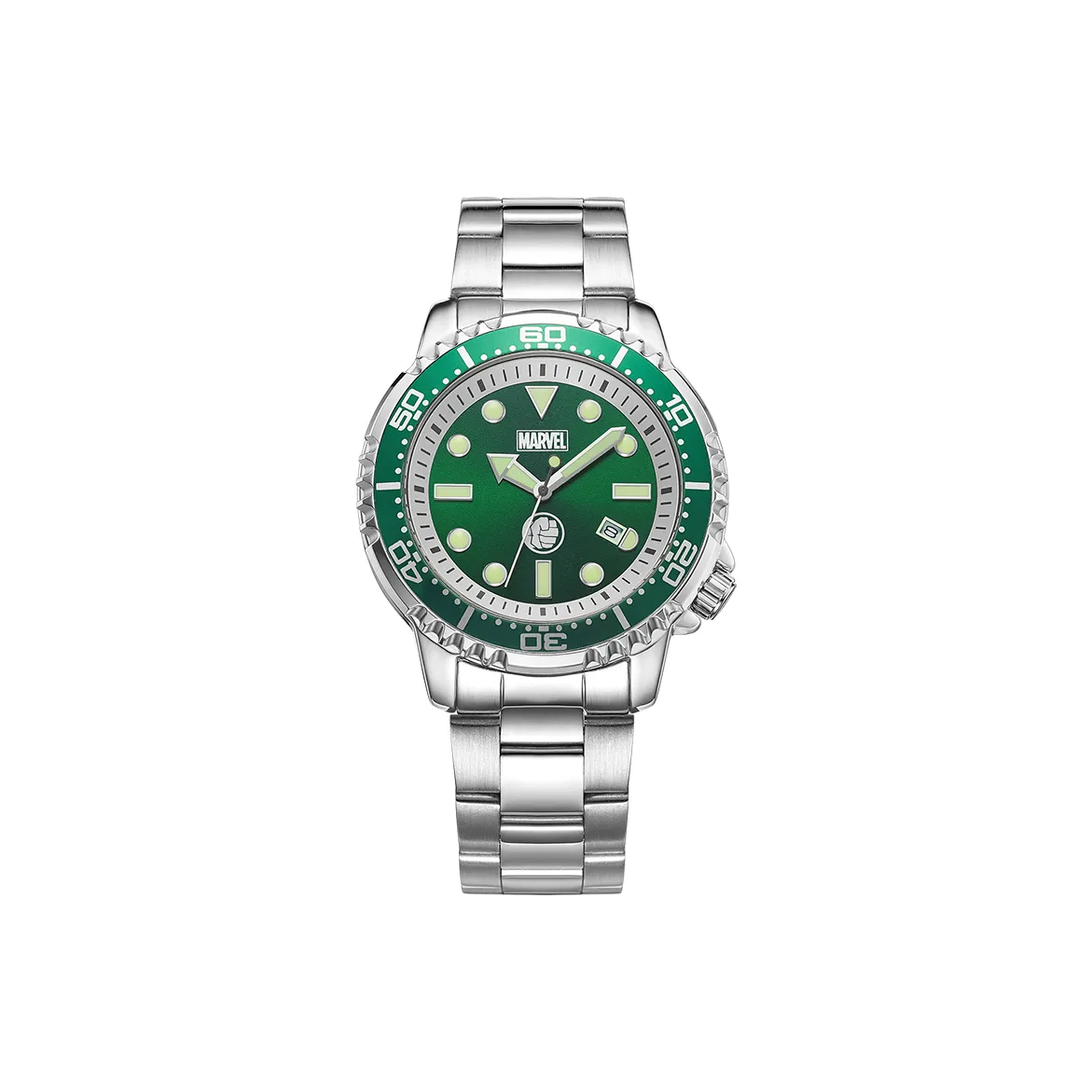 MARVEL Кварцевый механизм стальной ремешок мужские часы зеленый циферблат