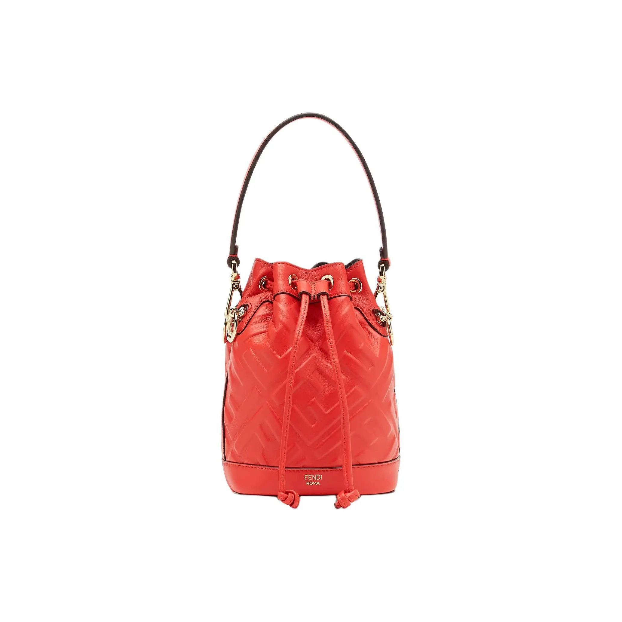 FENDI Mon Tresor Calfskin Bucket Bag, Handbag, Shoulder Bag, Crossbody Bag Trumpets Women's Red