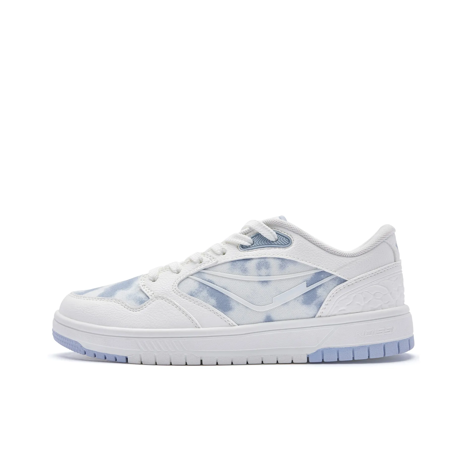 QIAODAN Abrasion Resistant Lightweight Slip Resistant Low Top Skateboard Shoes Women's Ivory, Rain Blue