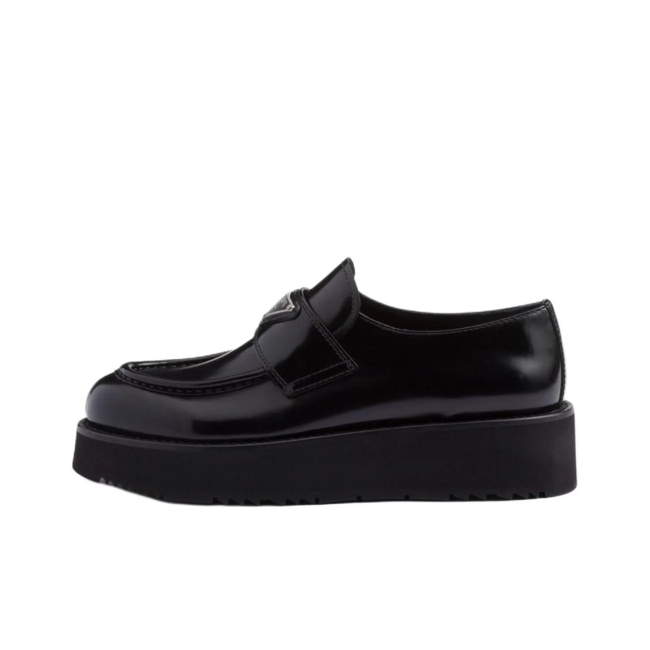 PRADA Triangle-logo Leather Loafers
